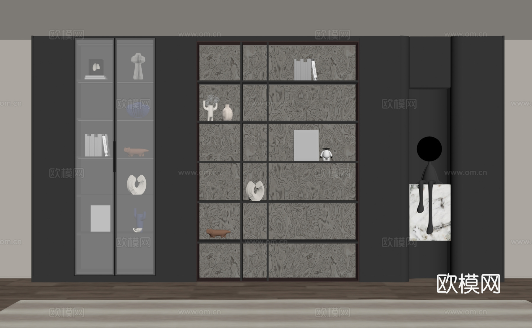 现代简约书柜su模型