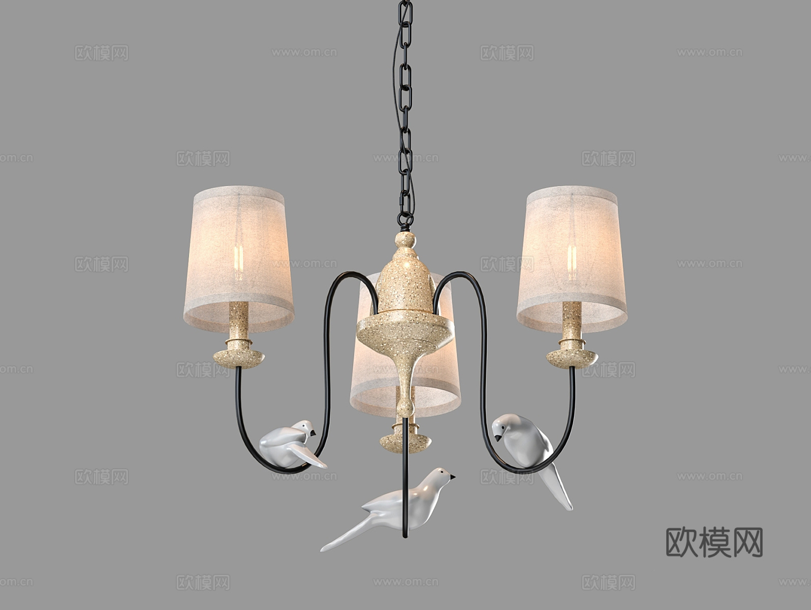 LampsShop 小鸟吊灯3d模型下载（渲染图3）