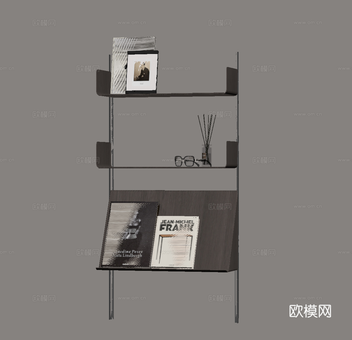 现代意式书架 置物架su模型