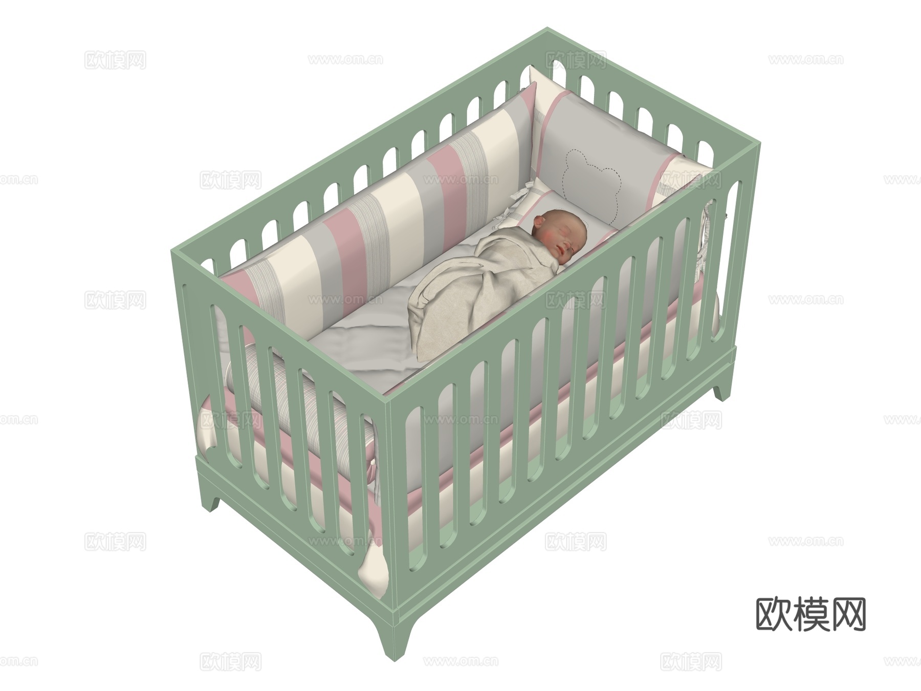 婴儿床 儿童床su模型