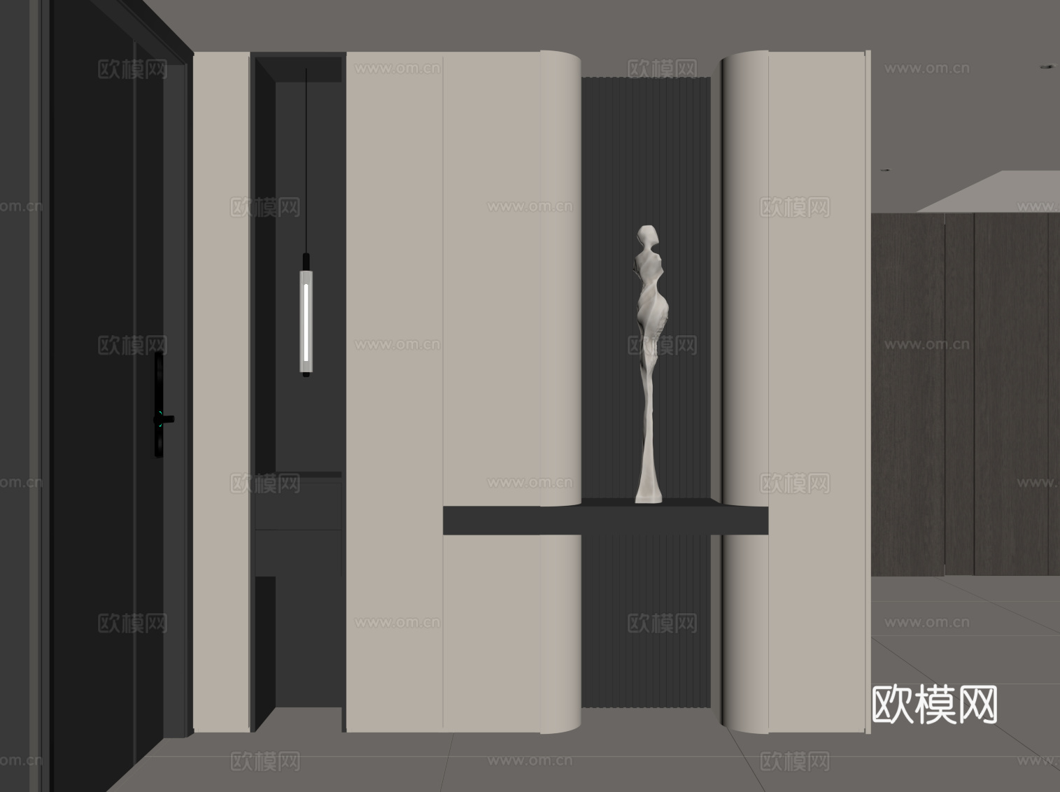 现代意式鞋柜 入户鞋柜su模型