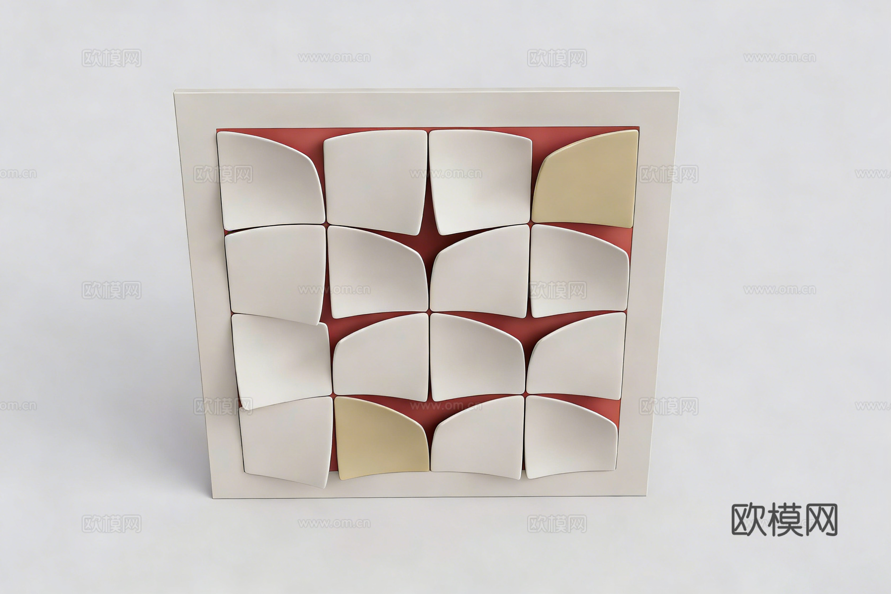 模块化几何立体墙饰 圆角方形模块 弧形凸起造型su模型
