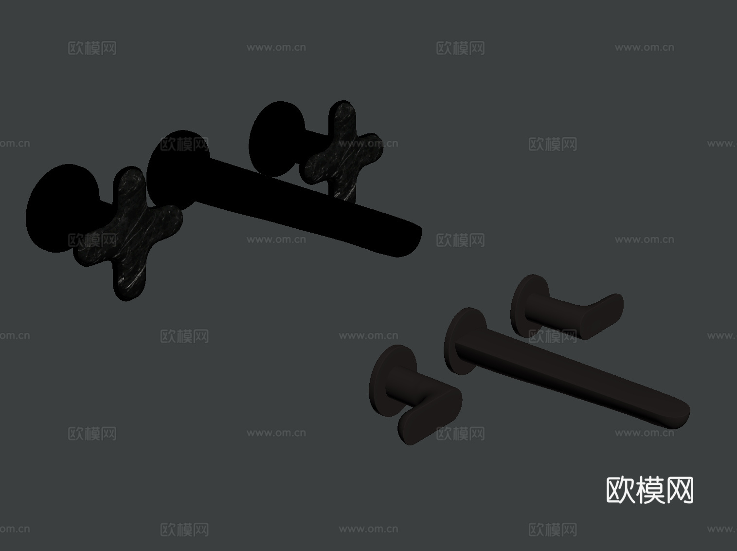 现代意式水龙头 墙排水龙头su模型