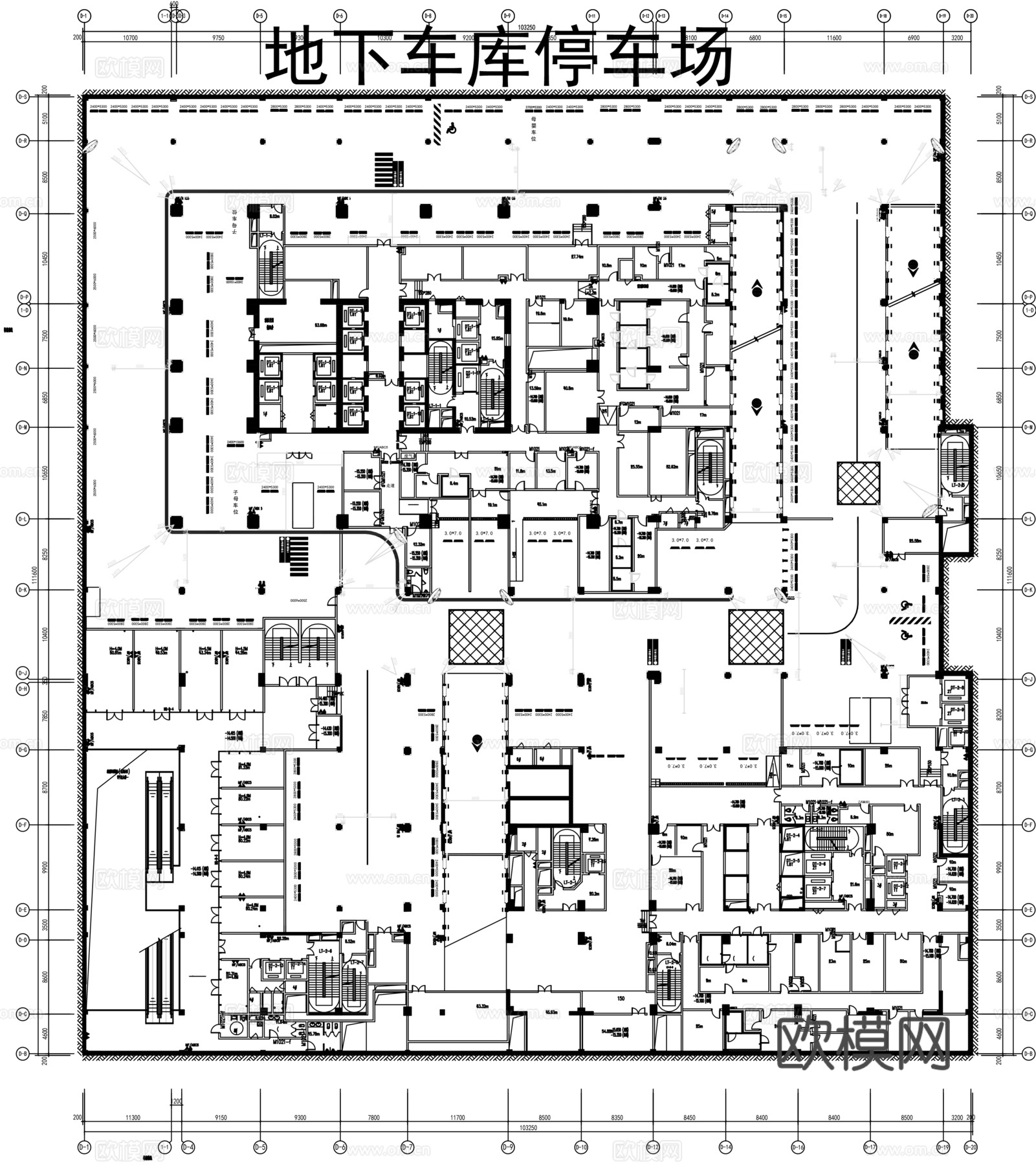 地下车库停车场cad施工图