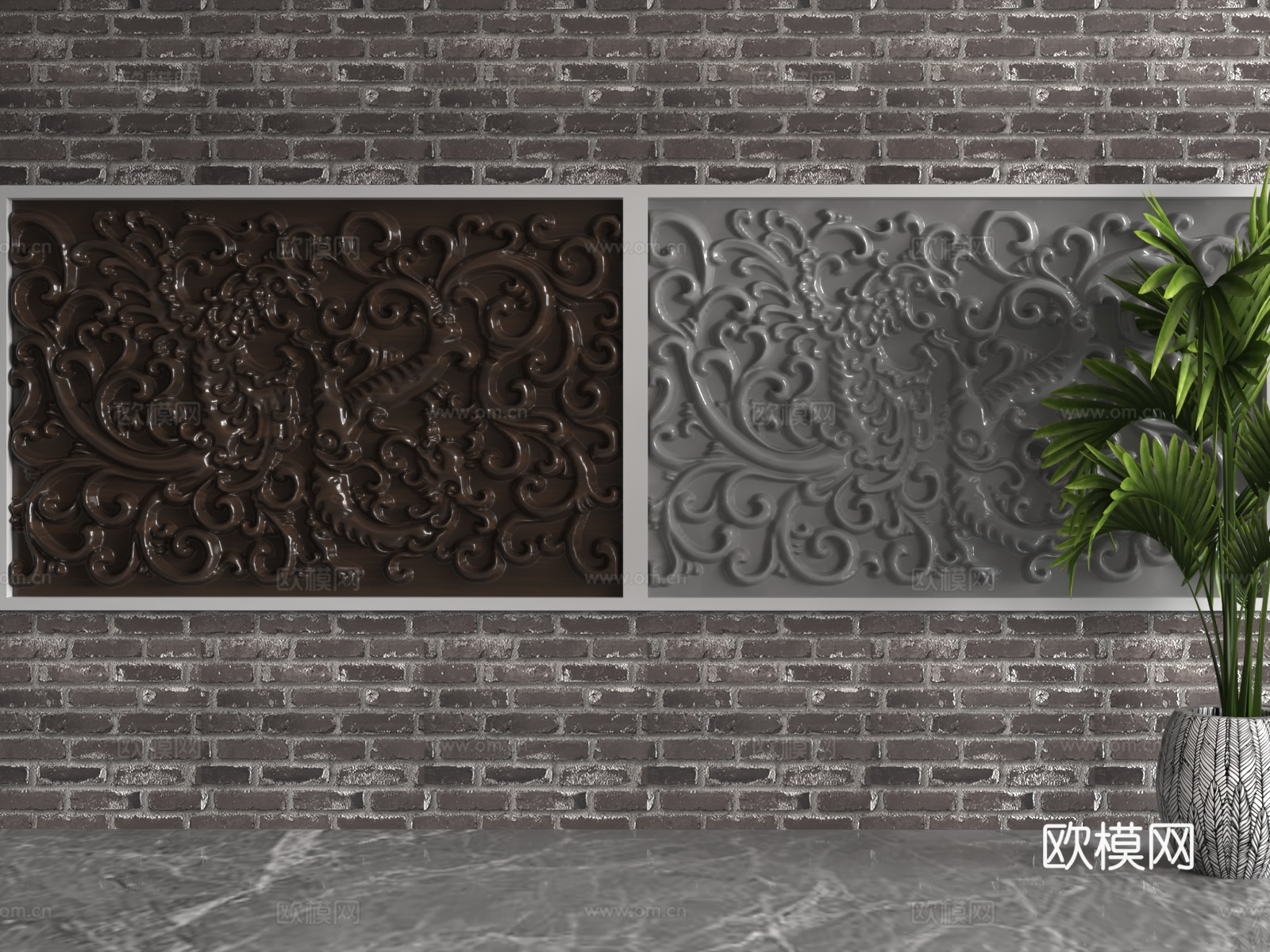 现代浮雕墙3d模型