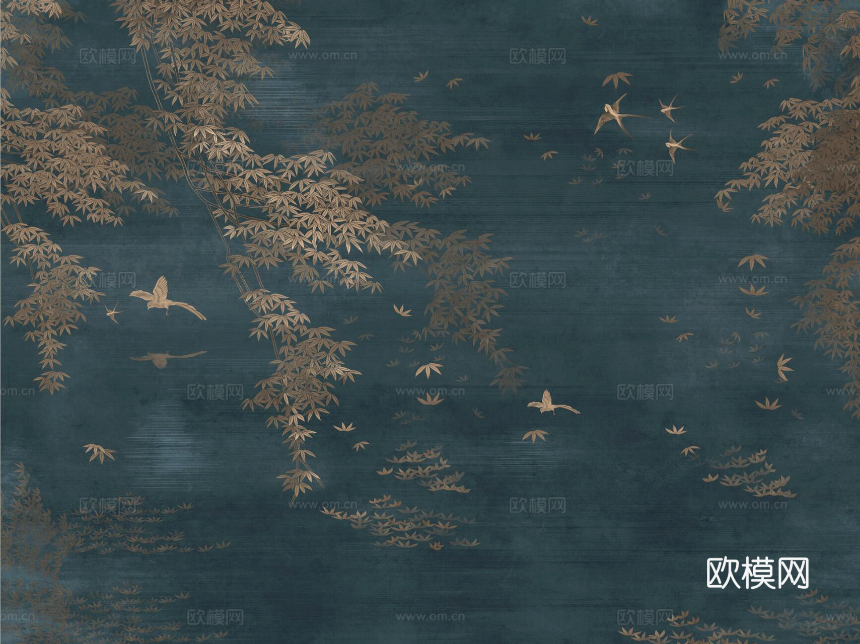 新中式壁纸壁画壁布墙纸墙布云海山水字画花鸟仙鹤荷花花鸟建筑背下载