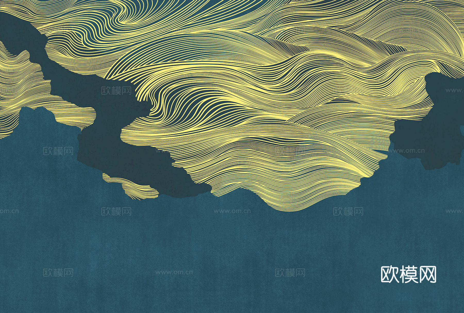 新中式壁纸壁画壁布墙纸墙布云海山水字画花鸟仙鹤荷花花鸟建筑背下载