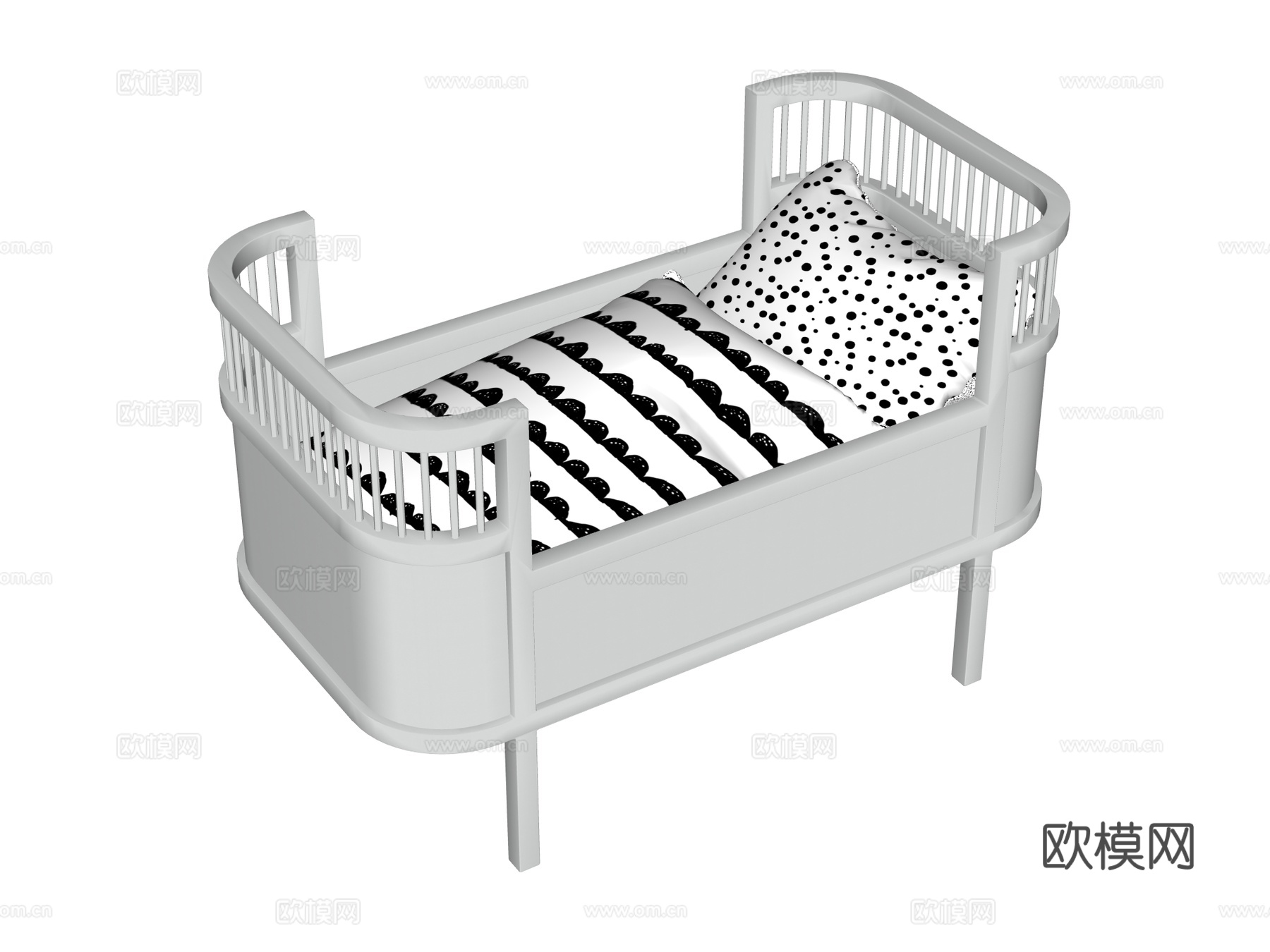 婴儿床 儿童床su模型