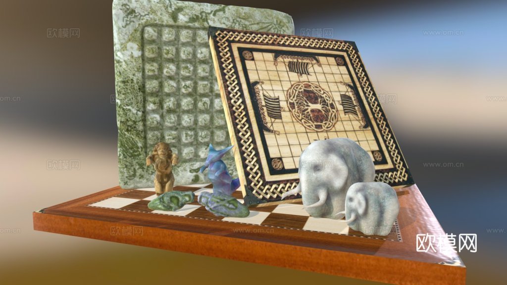 人偶与板件3d模型下载（渲染图1）