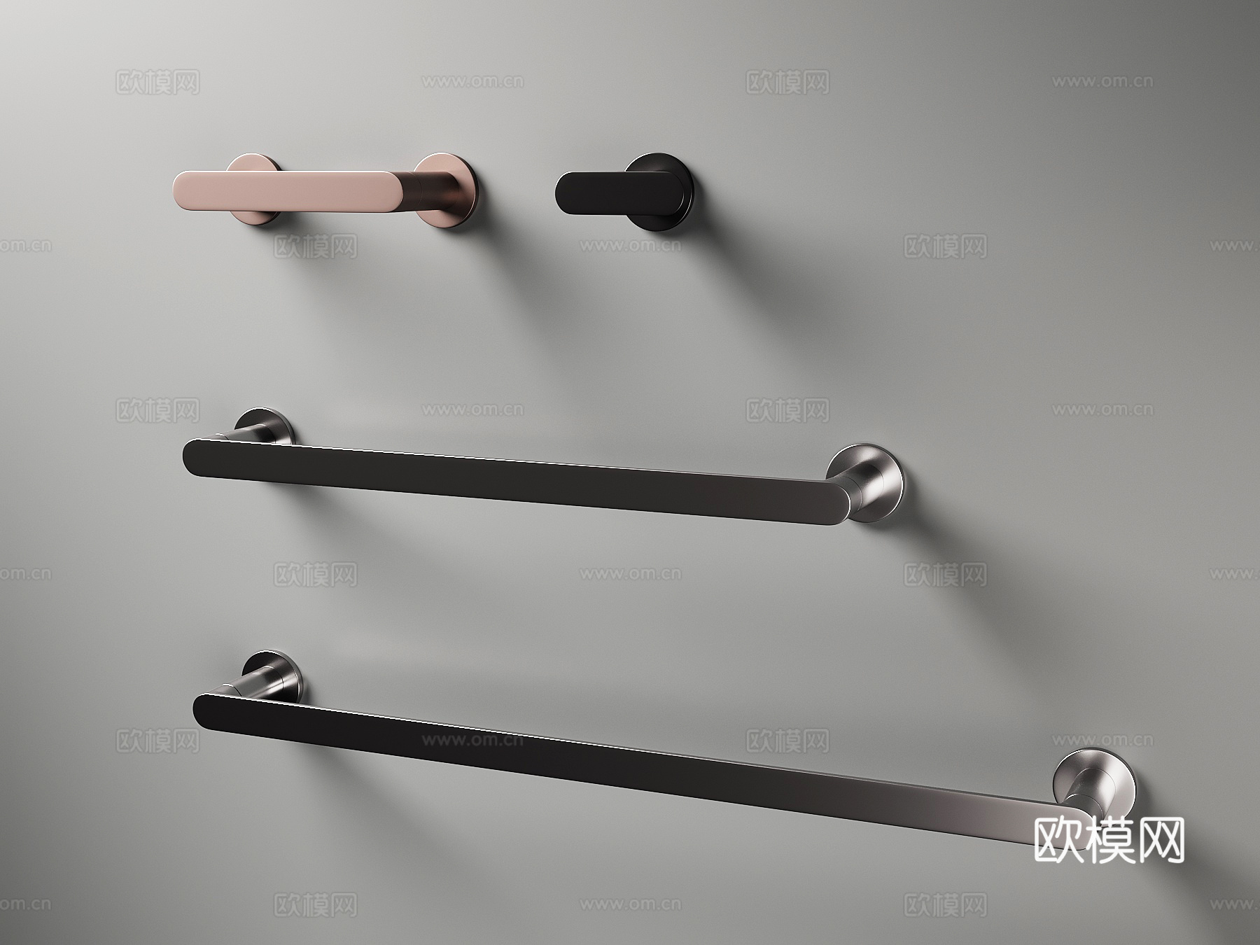 现代意式拉手 毛巾架su模型