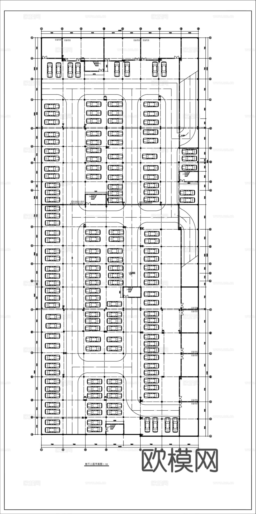 地下车库停车场cad施工图