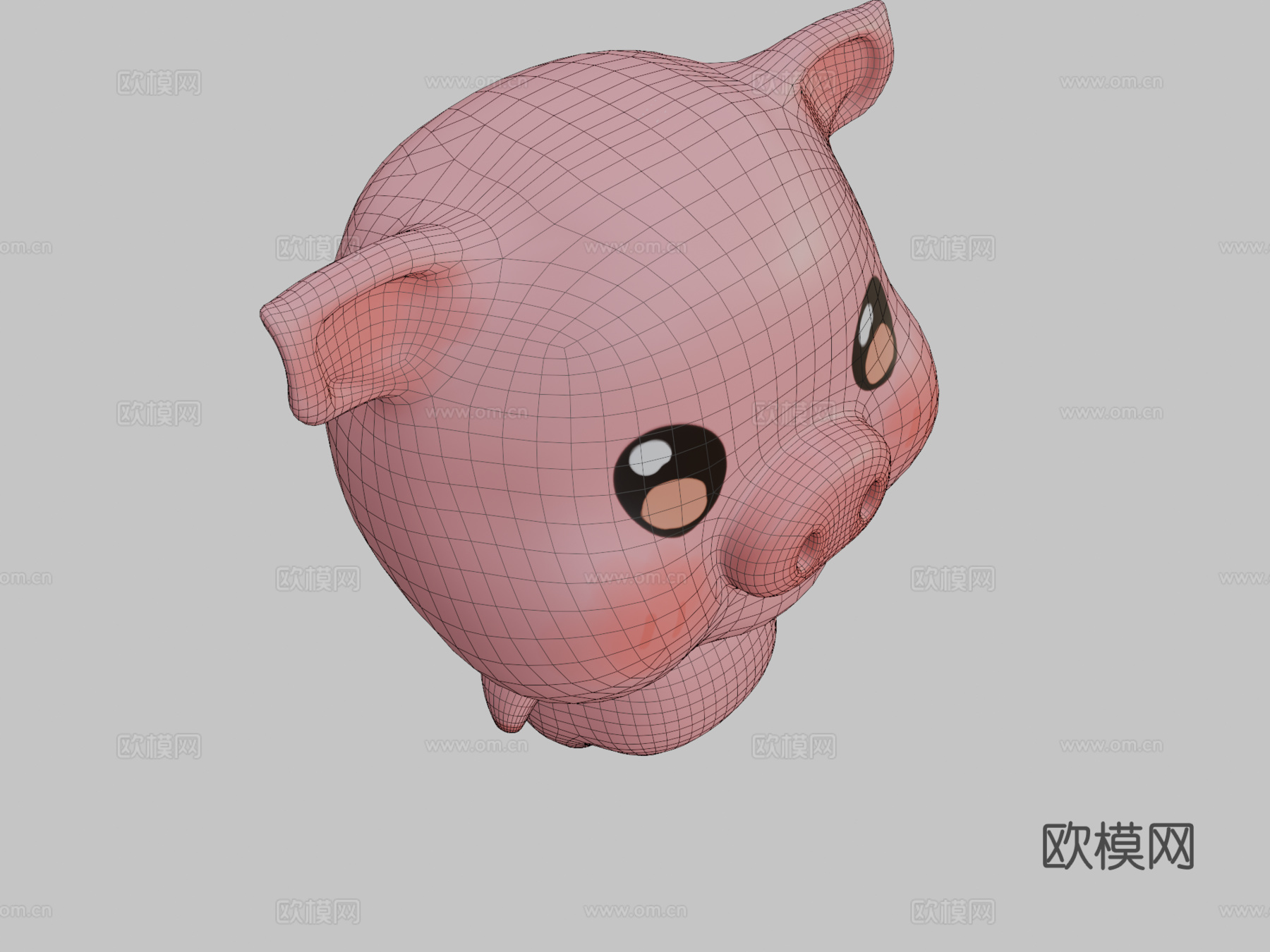可爱小猪3d模型下载（渲染图2）