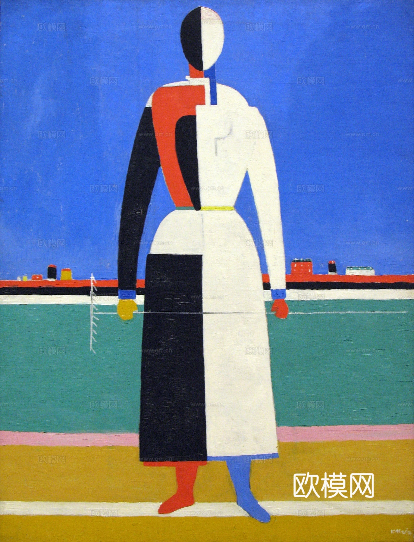 马列维奇抽象画，几何抽象装饰画2