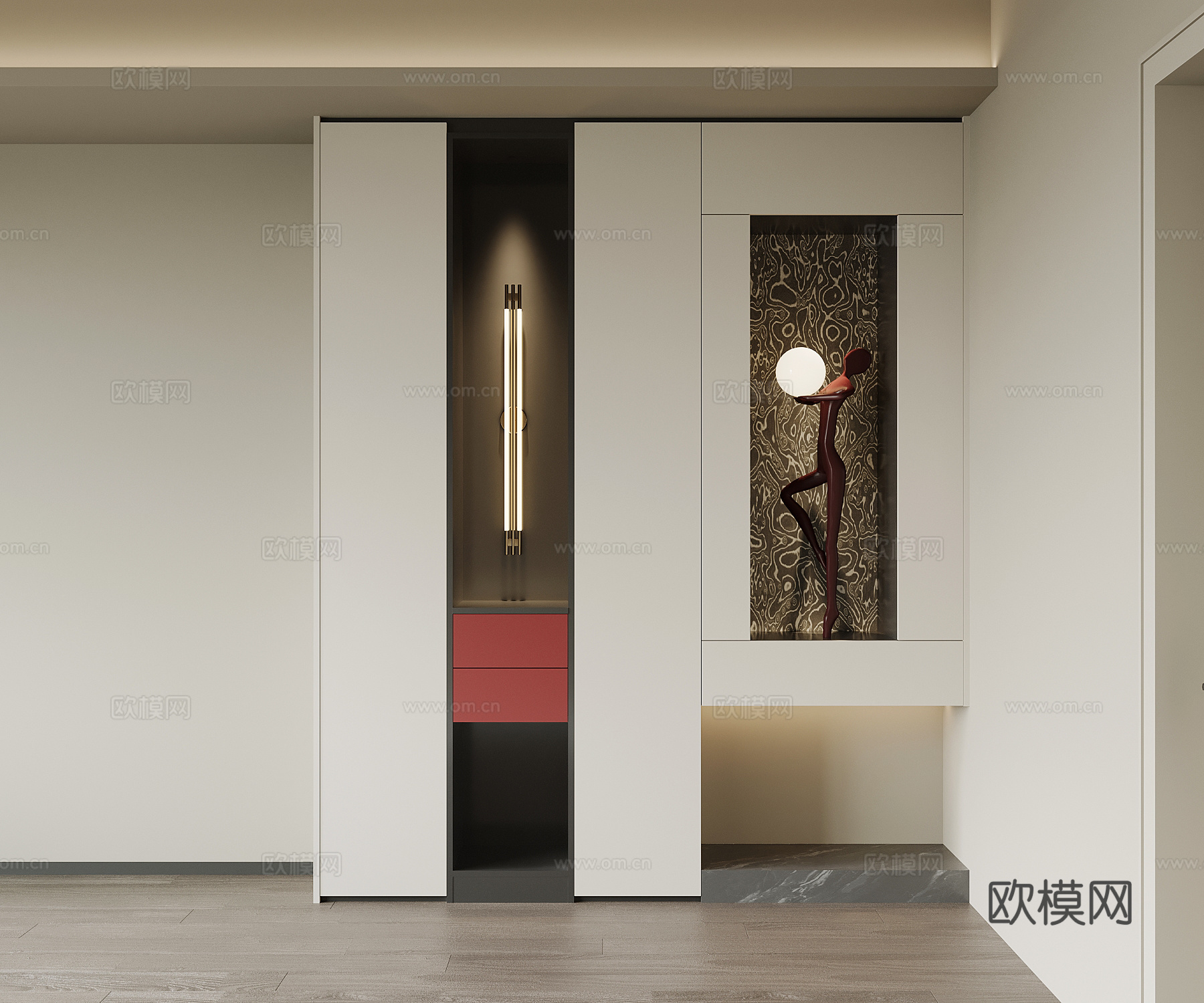 现代意式鞋柜 入户鞋柜su模型