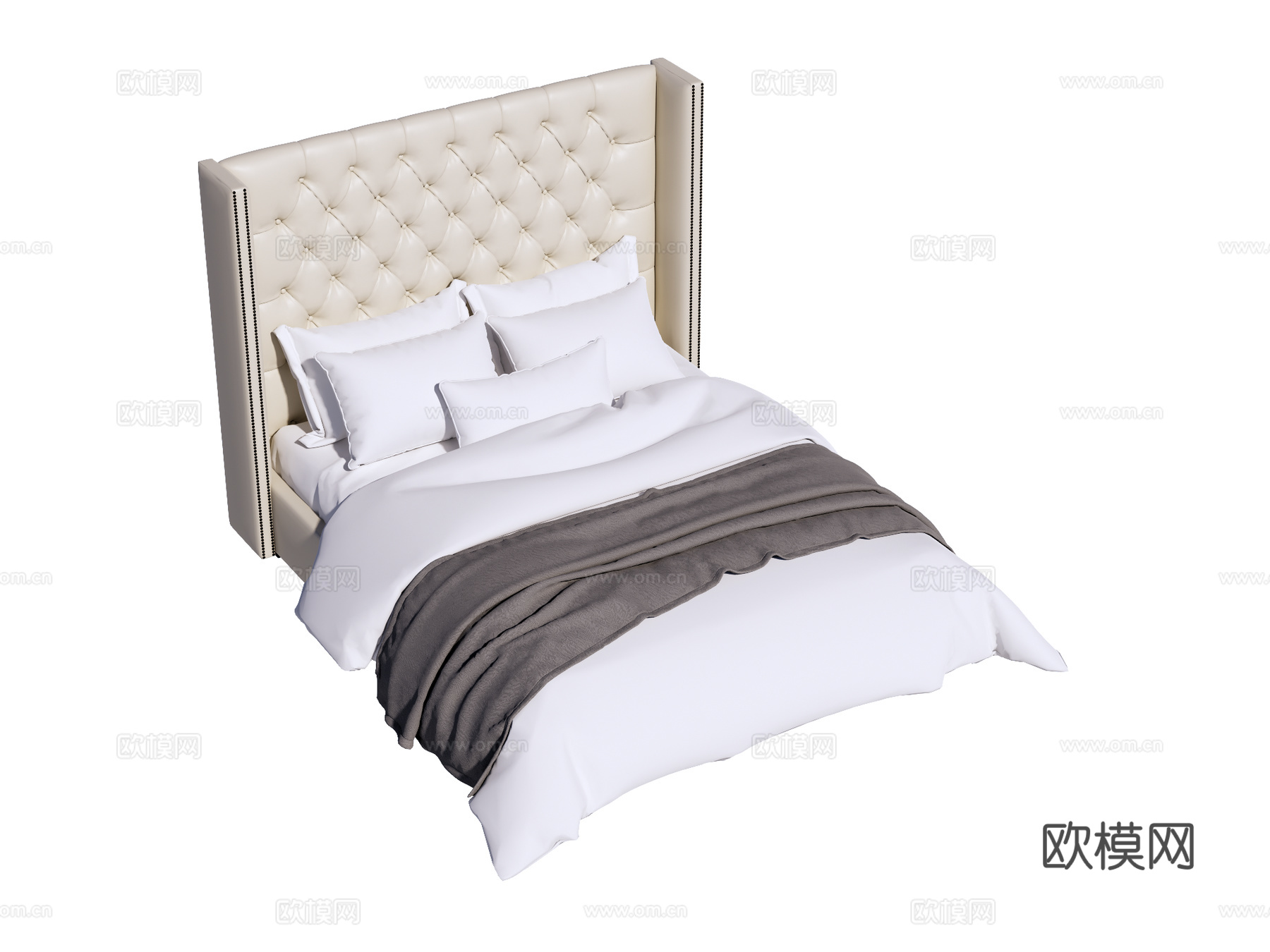 欧式床 双人床su模型