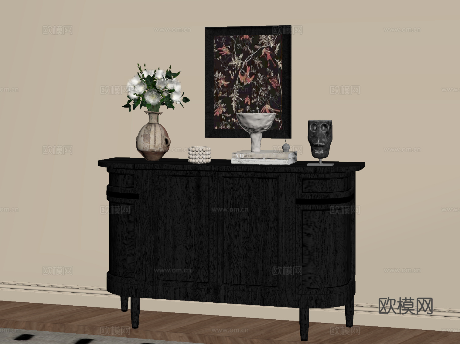 法式复古玄关柜 端景柜 边柜su模型