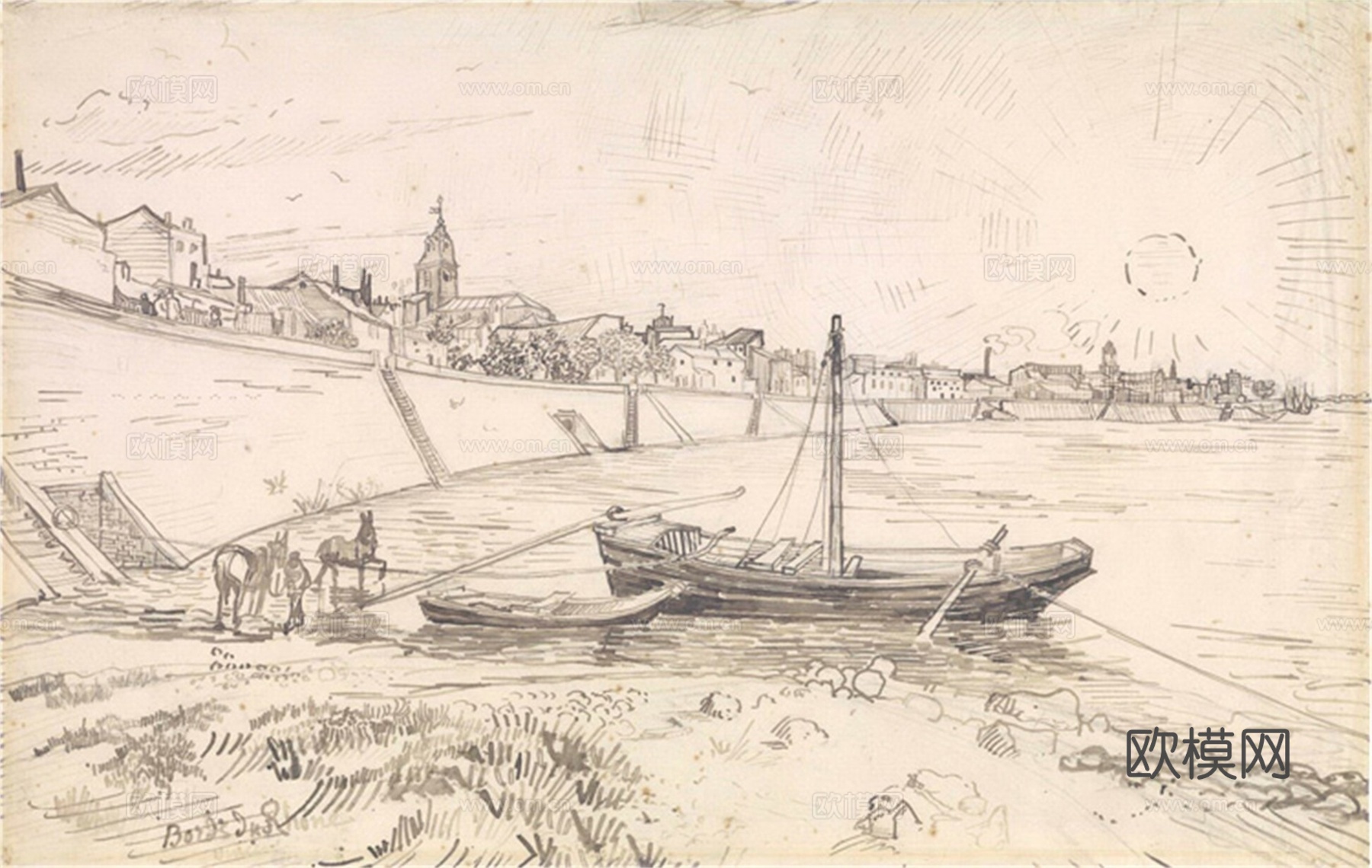 梵高后印象派素描绘画作品，现代世界经典名画606 梵高 Vi