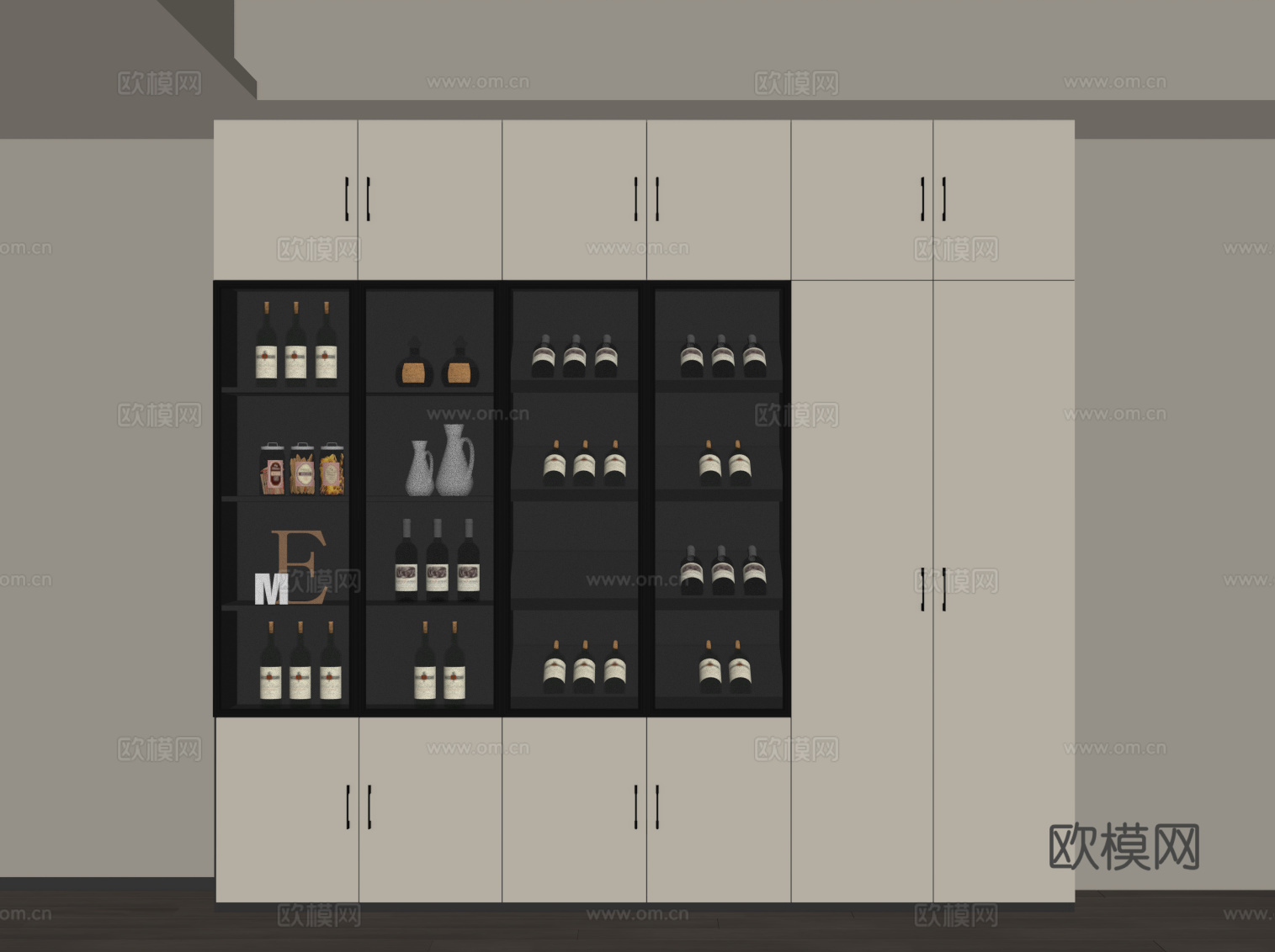 现代意式酒柜su模型