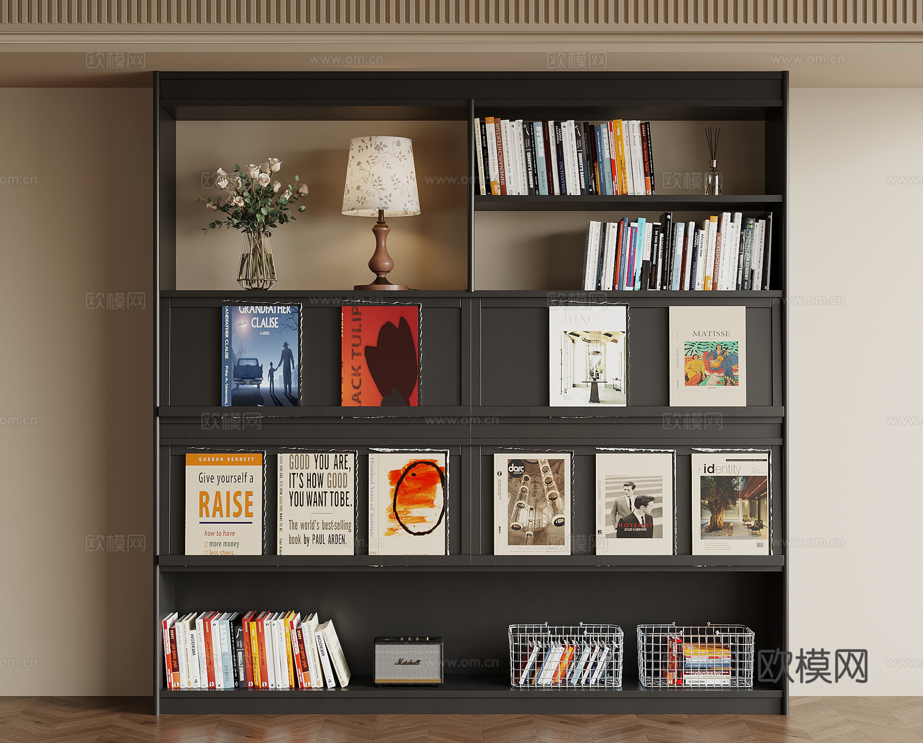 现代法式书柜 书架su模型
