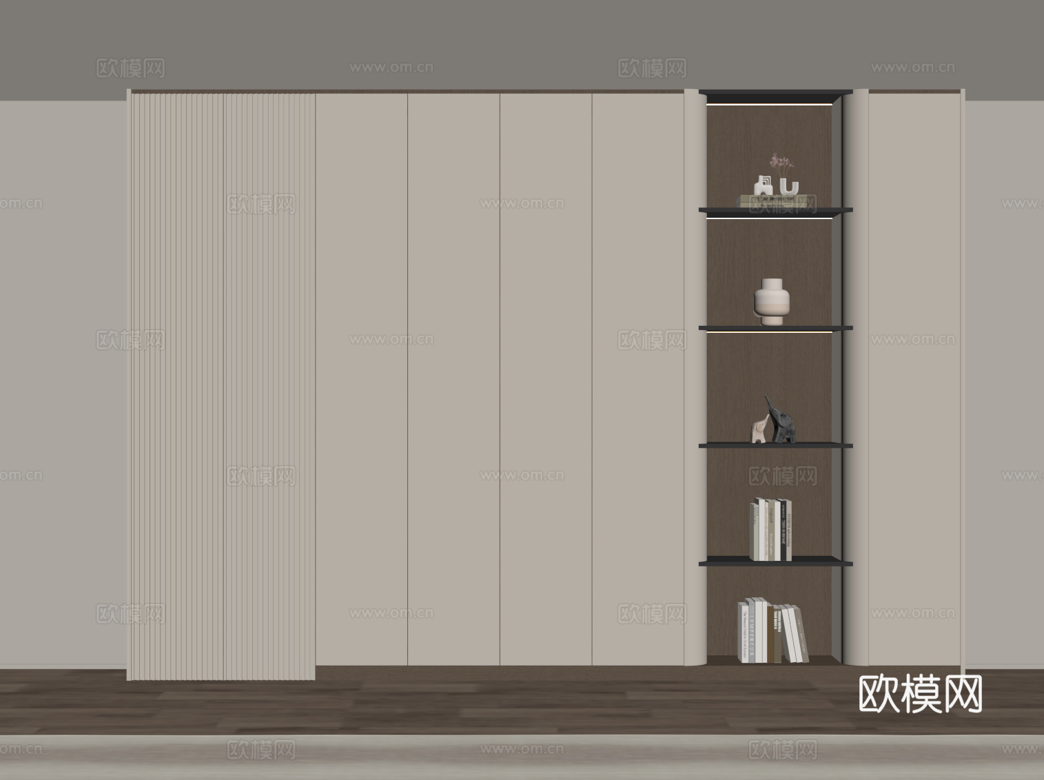 现代简约书柜su模型