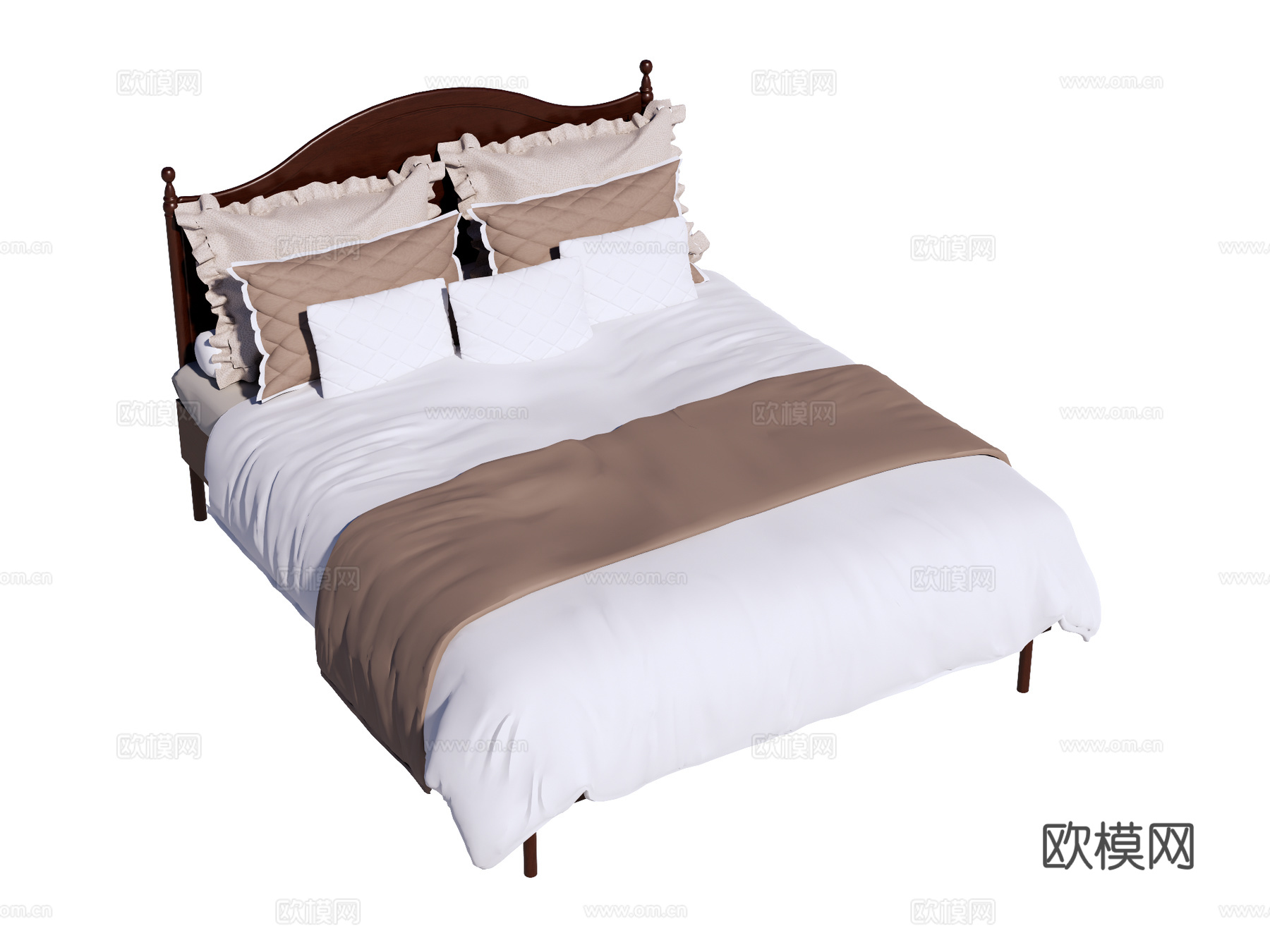 复古欧式床 双人床su模型