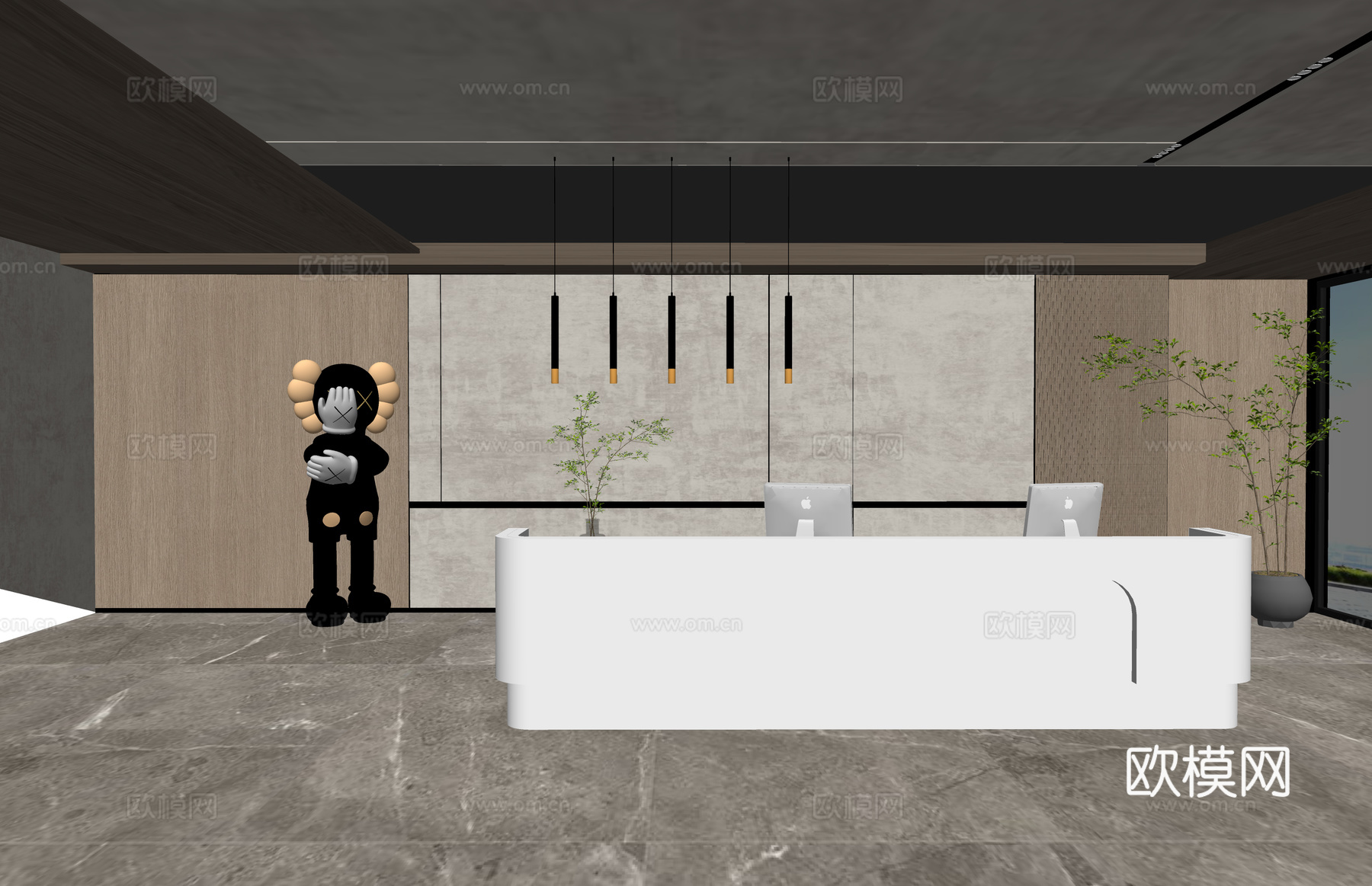 大厅 办公空间 电脑su模型