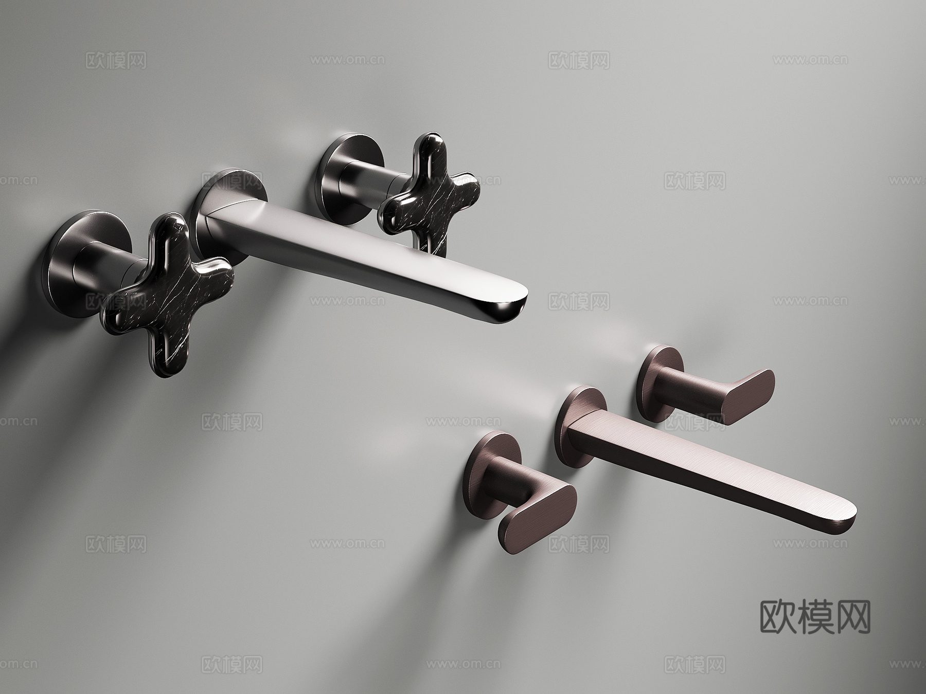 现代意式水龙头 墙排水龙头su模型