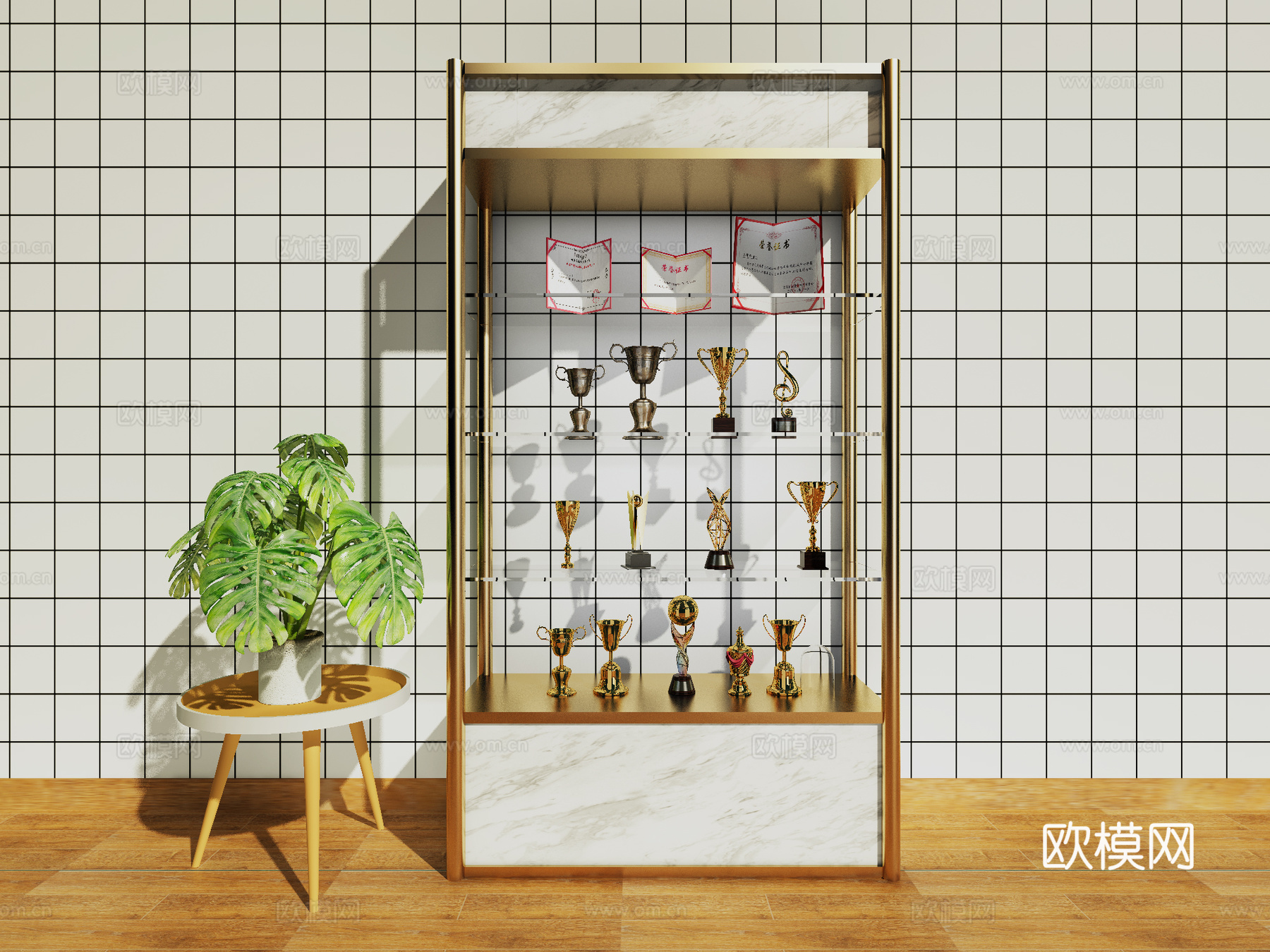 北欧奖杯奖牌3d模型下载（渲染图1）