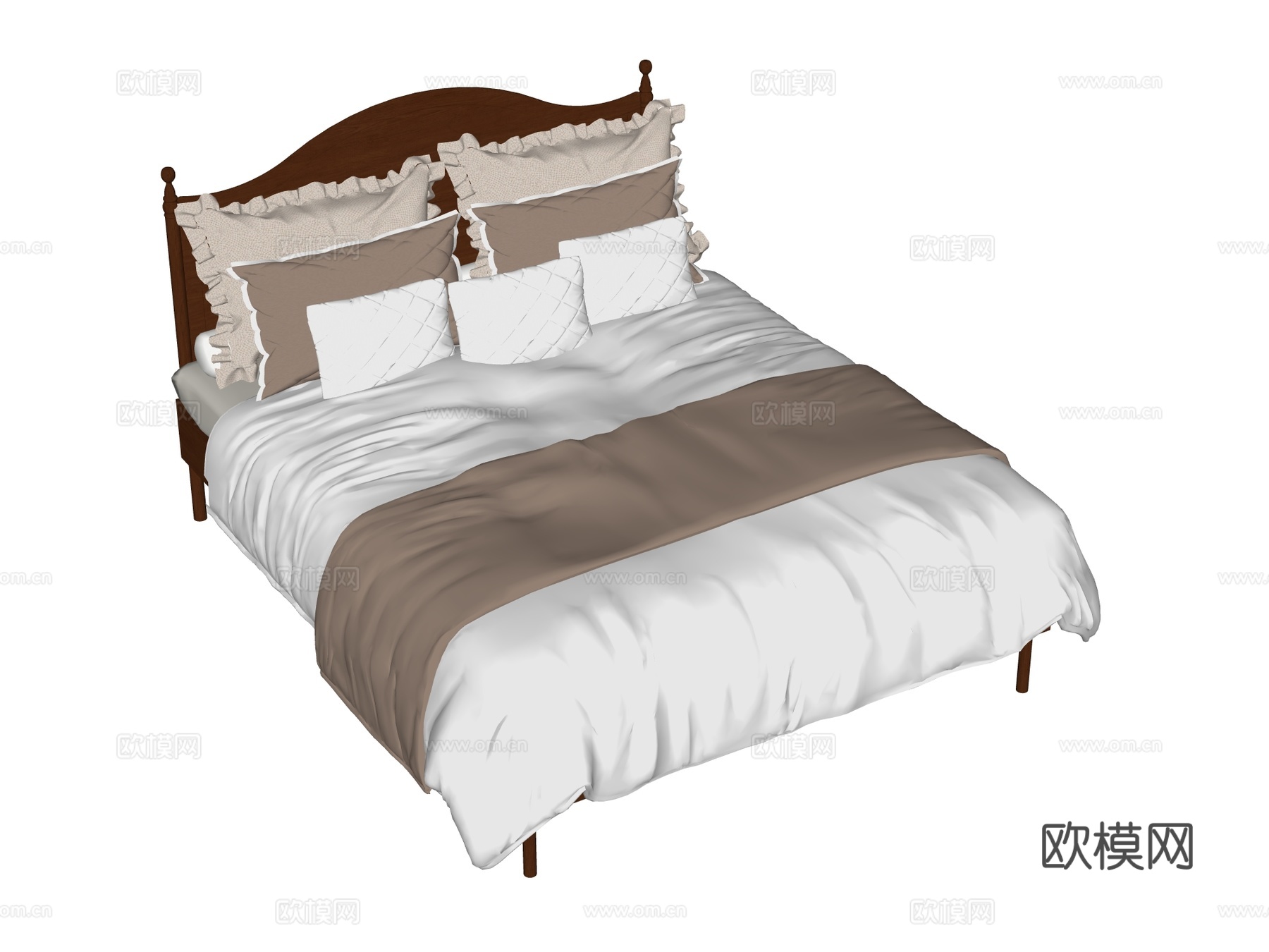 复古欧式床 双人床su模型