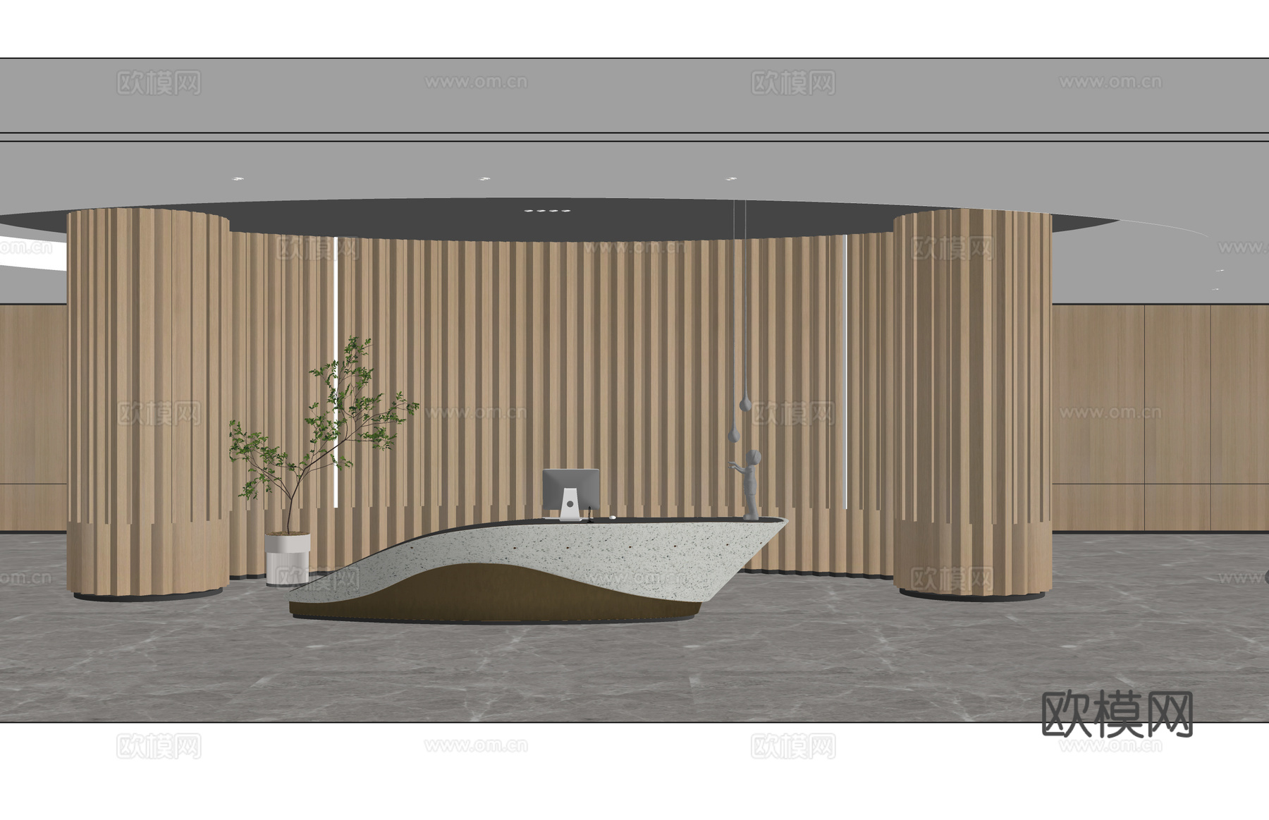 接待 公司前台 工位 办公室su模型