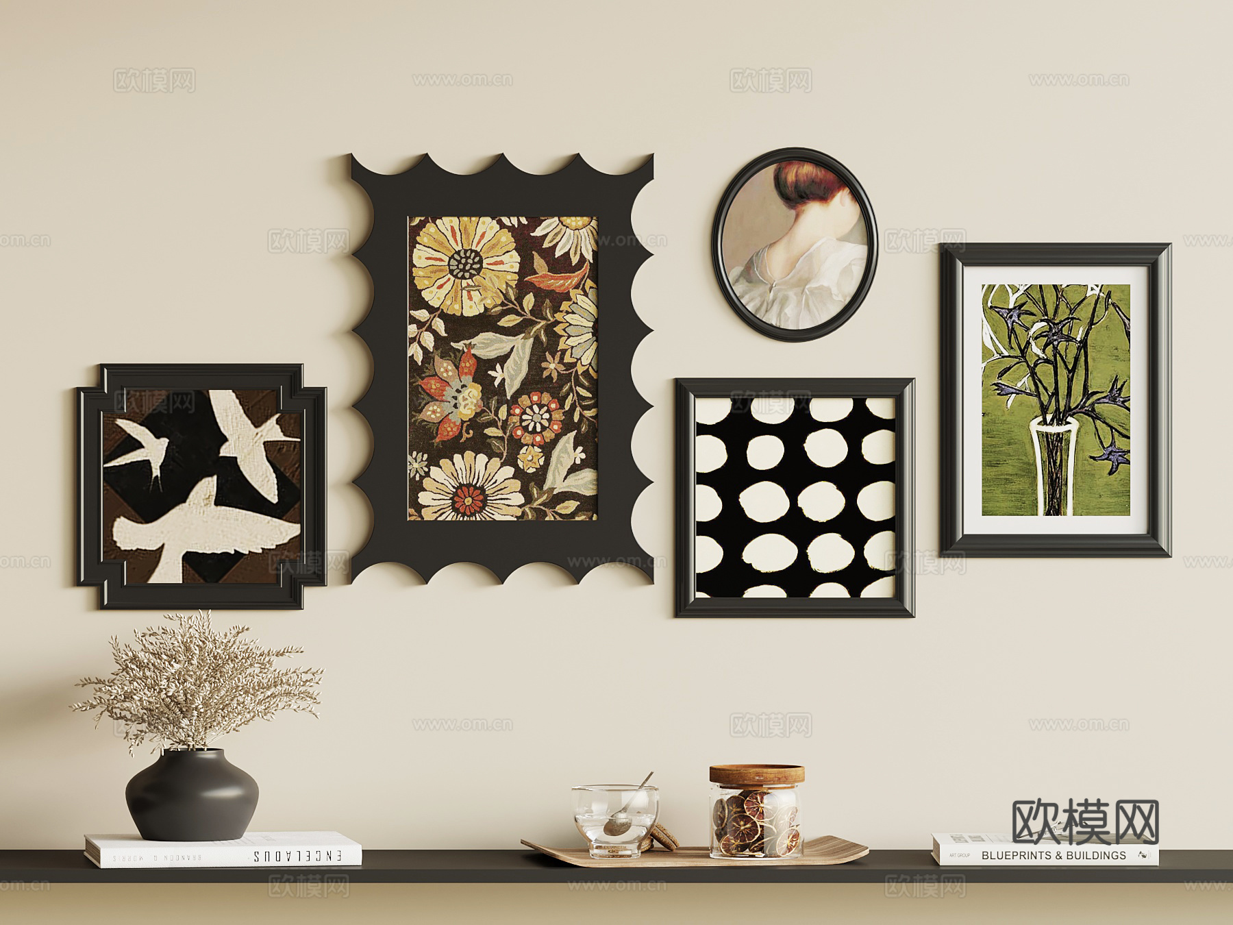 法式复古挂画 摆件su模型