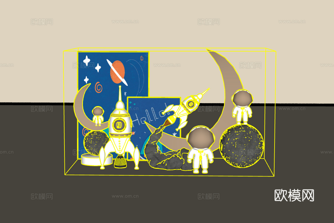 摆件组合su模型