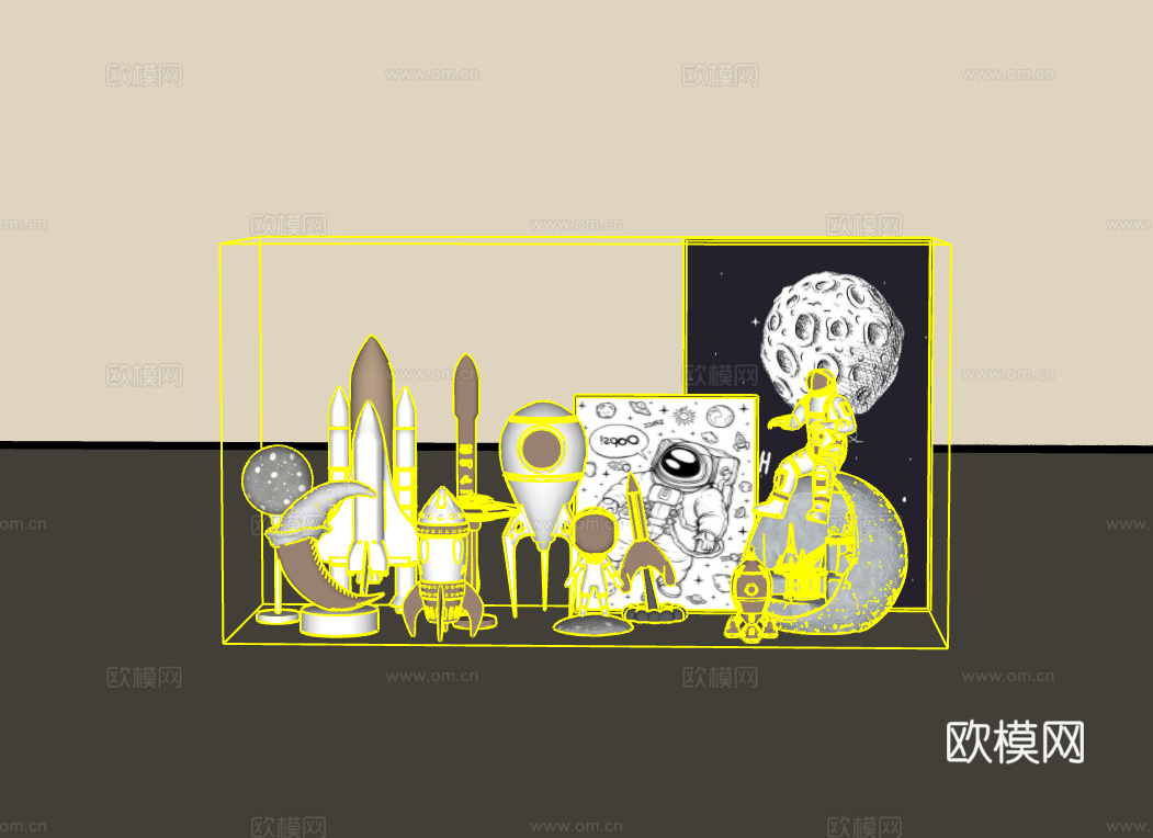 摆件组合su模型