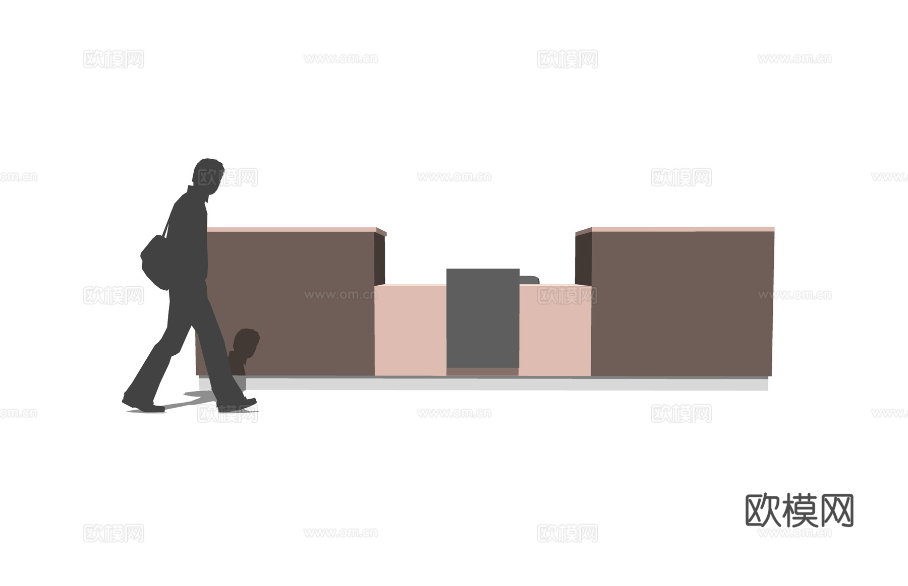 办公室 电脑 工位 大厅 办公su模型