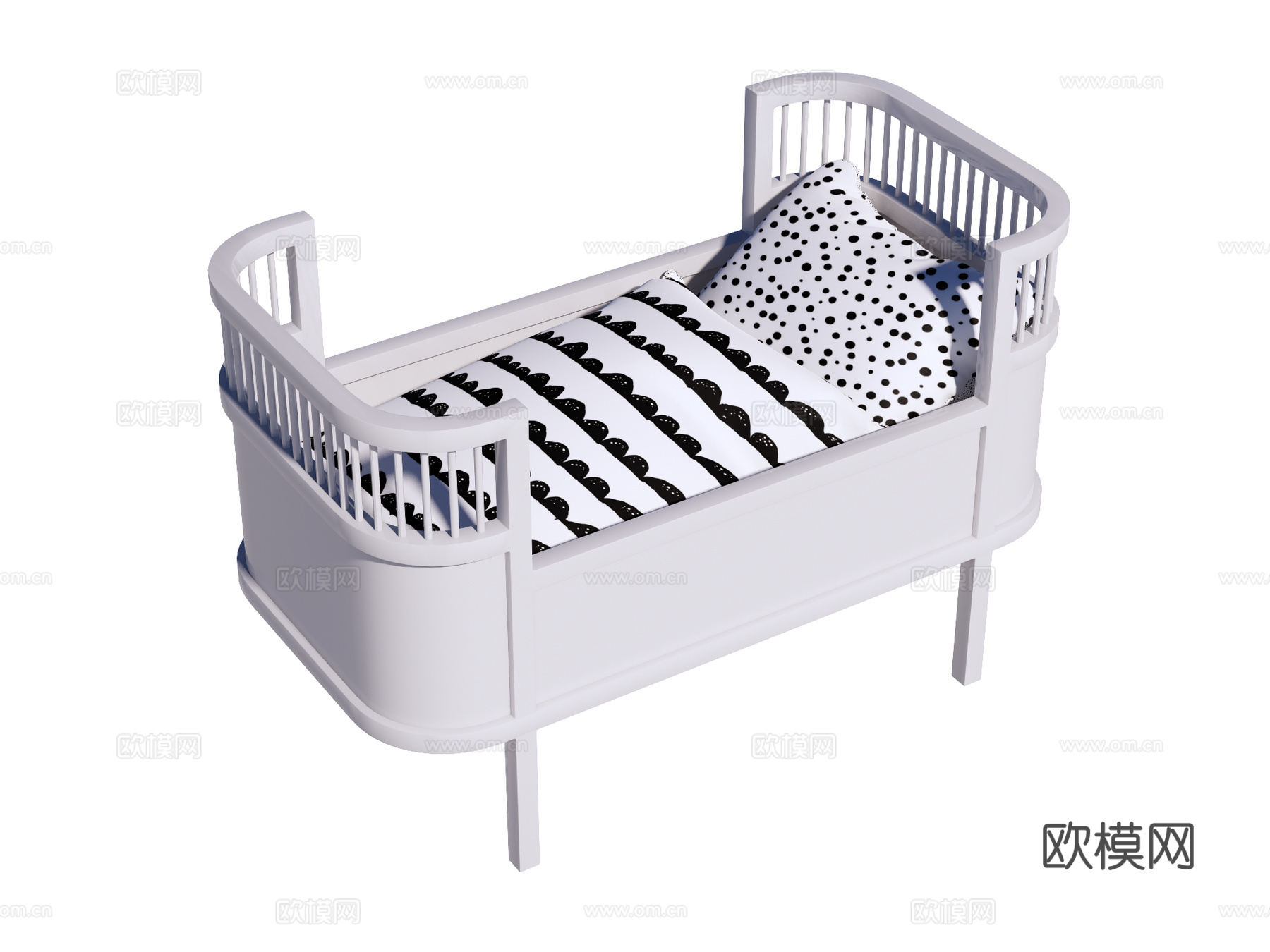 婴儿床 儿童床su模型