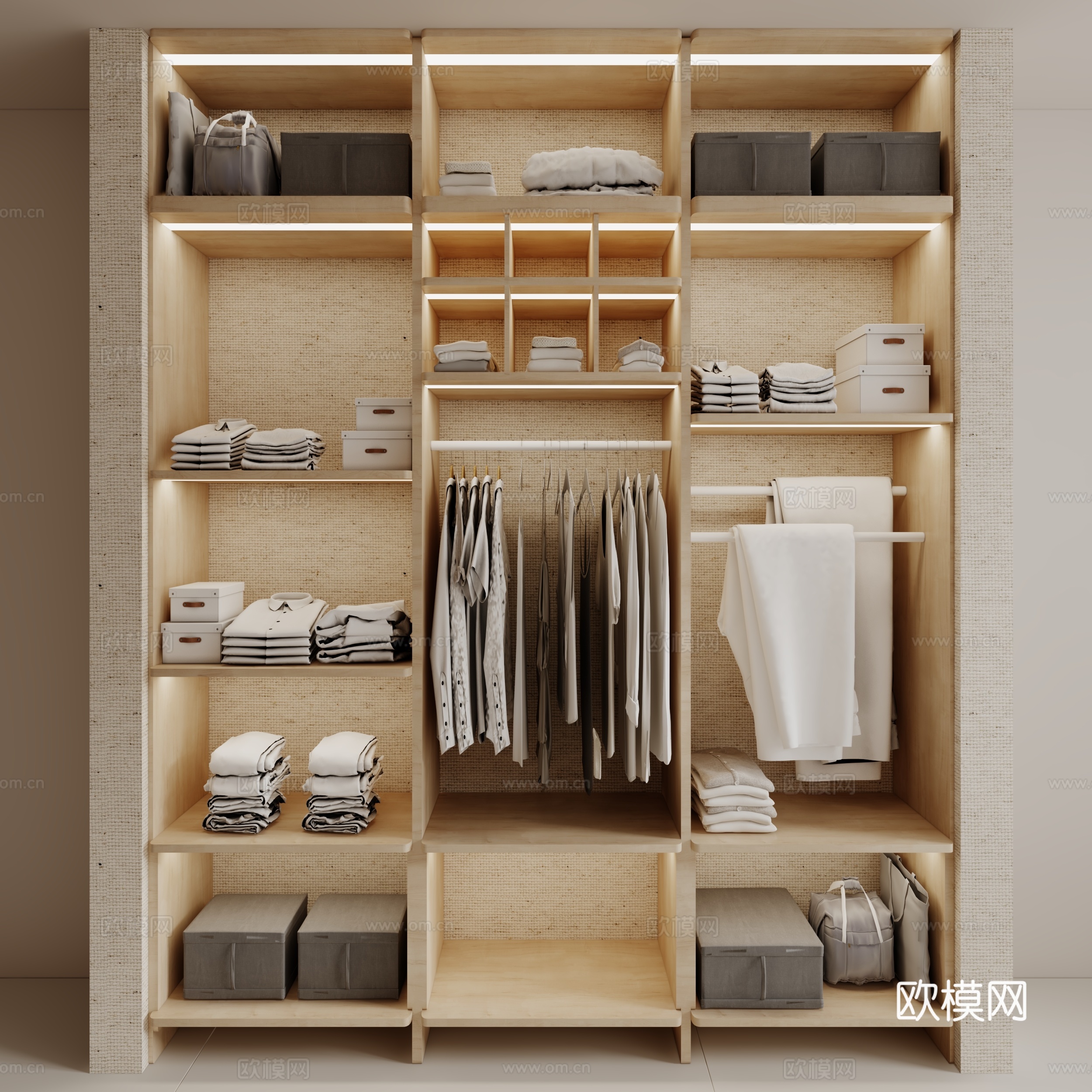 现代开敞衣柜3d模型下载