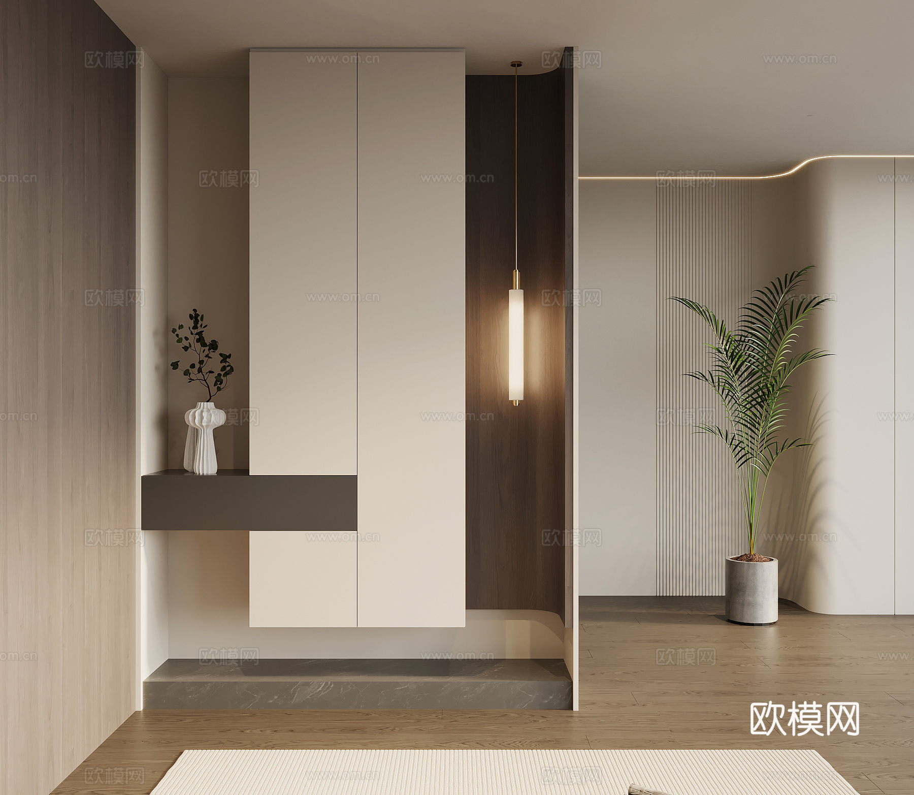 现代意式玄关柜 鞋柜su模型