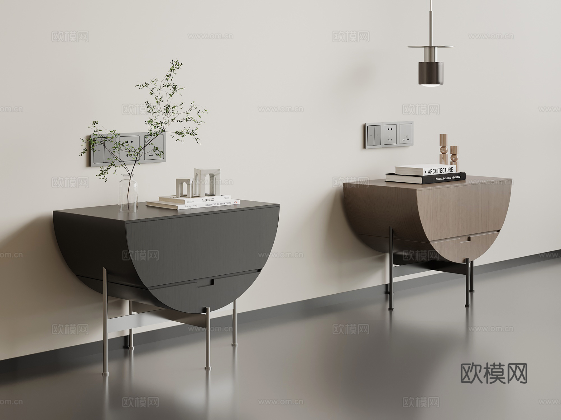 现代意式床头柜 边柜免费3d模型