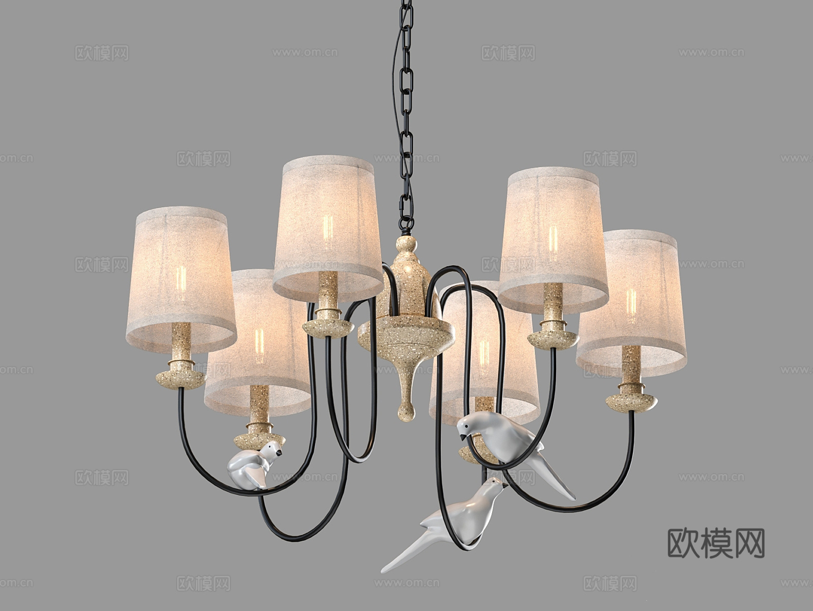 LampsShop 小鸟吊灯3d模型下载（渲染图1）