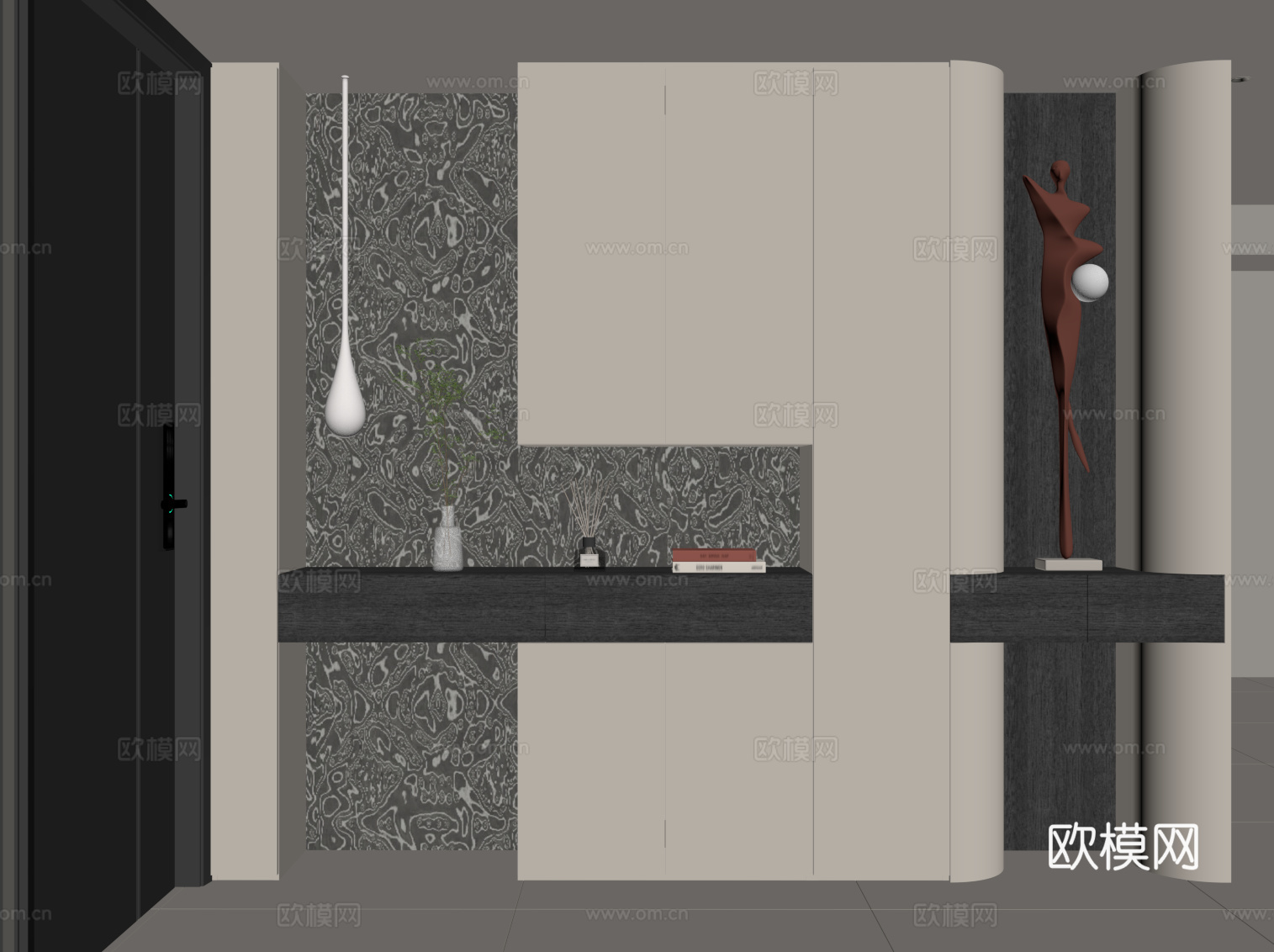 现代意式鞋柜 入户鞋柜su模型