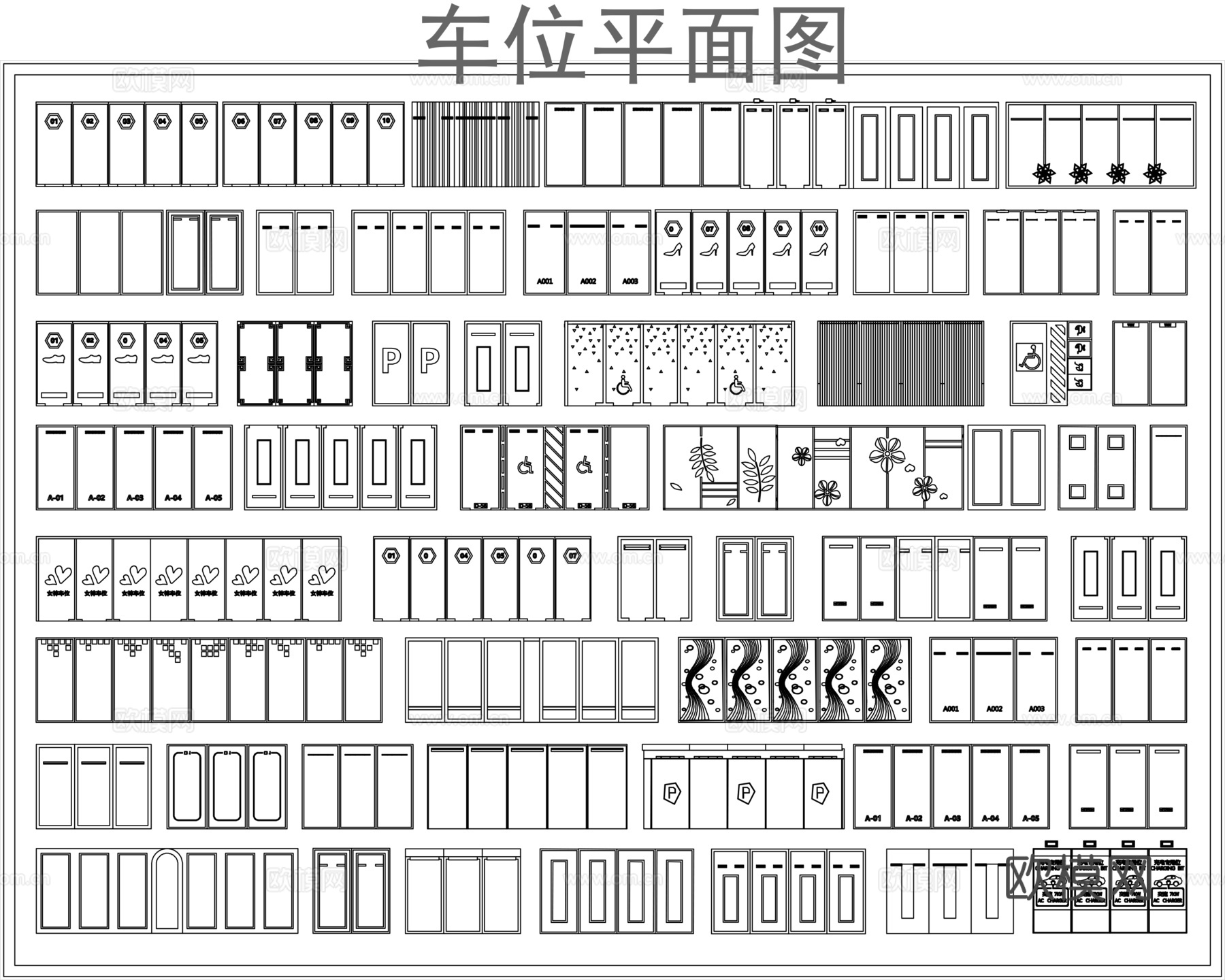 地下车库停车场cad施工图