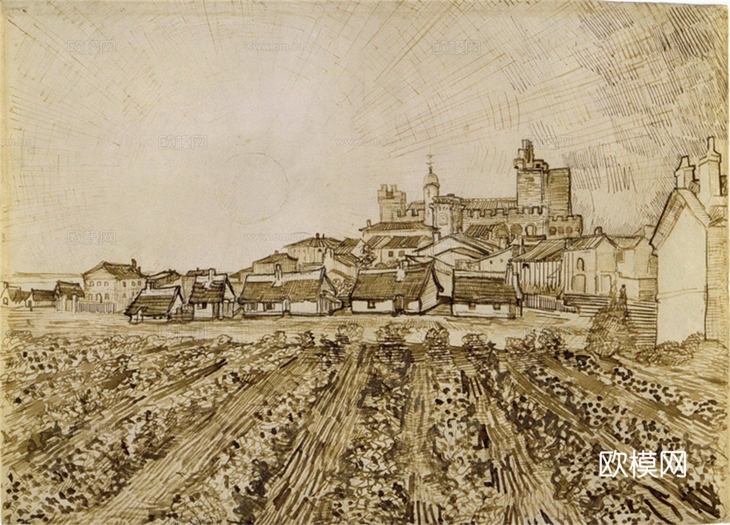 梵高后印象派素描绘画作品，现代世界经典名画607 梵高 Vi