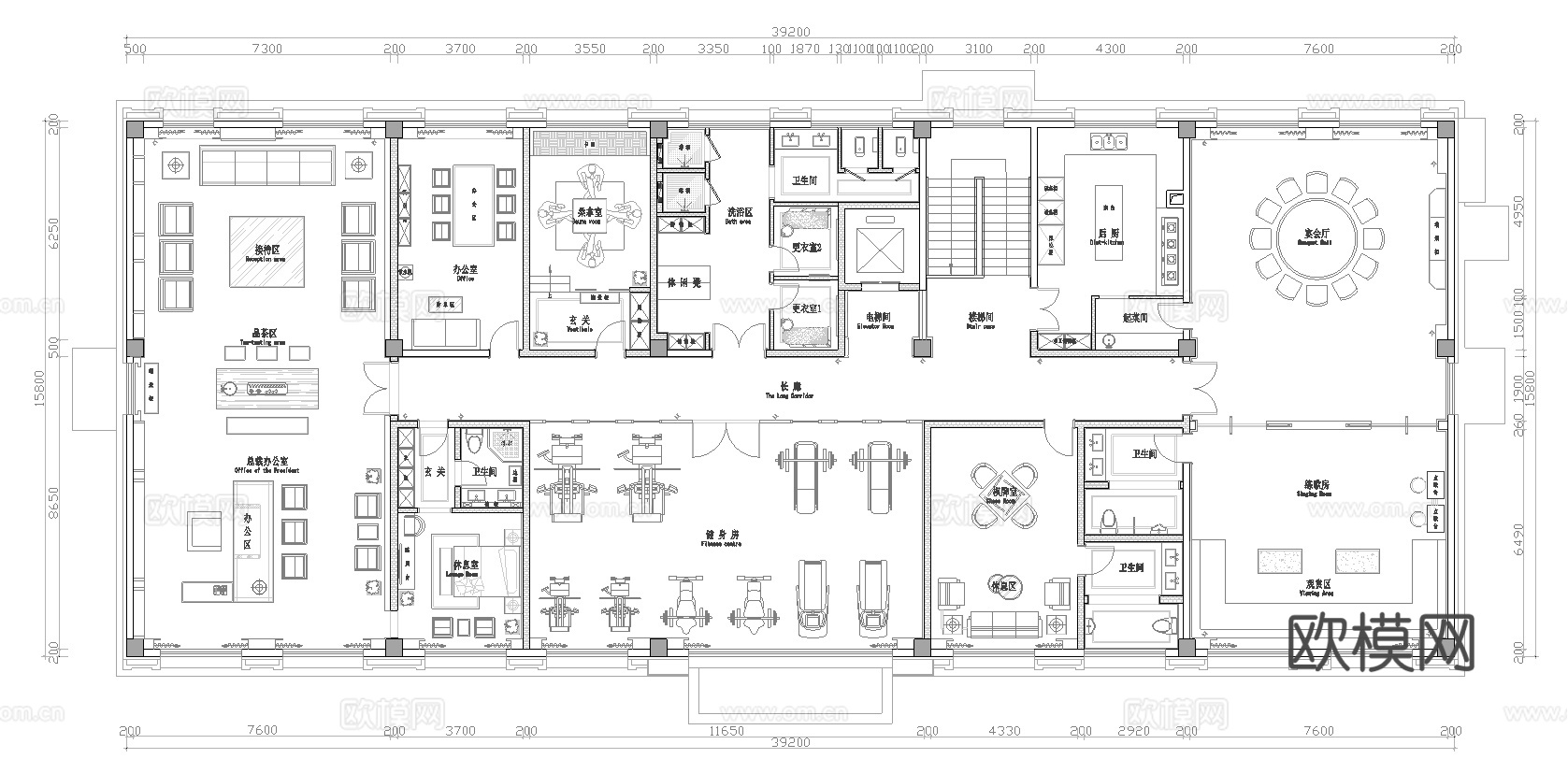 商务接待娱乐会所   最新平面施工图合集cad施工图