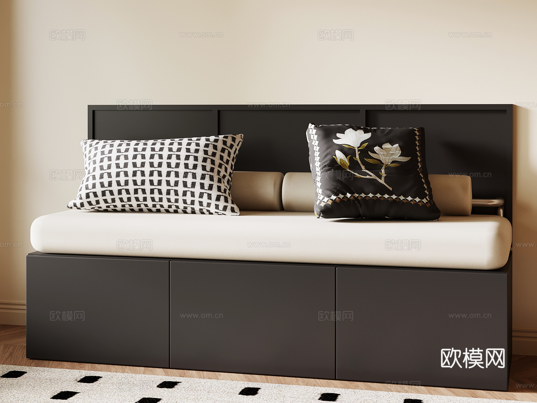 法式复古飘窗坐垫 沙发su模型