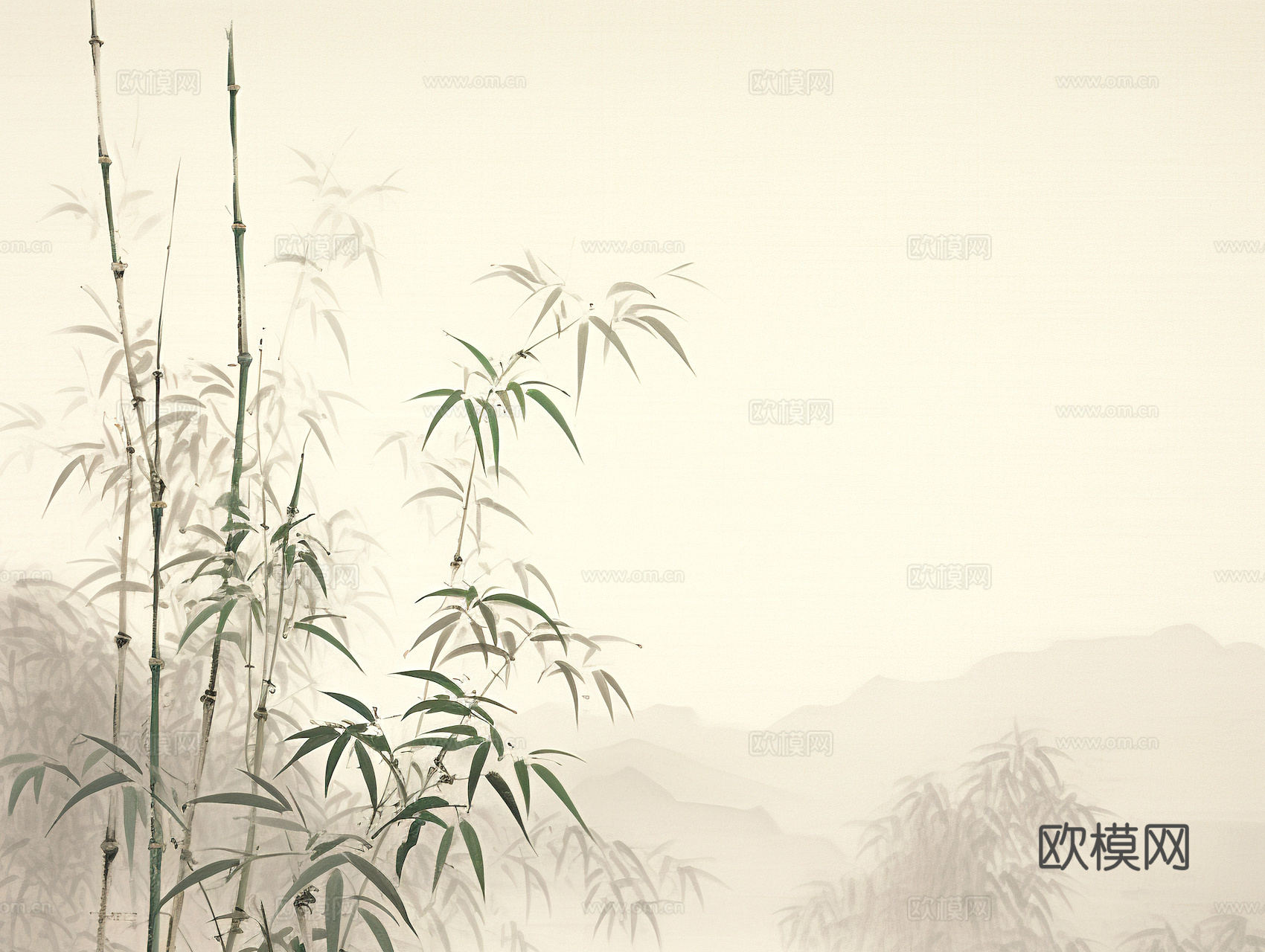 新中式壁纸壁画壁布墙纸墙布云海山水字画花鸟仙鹤荷花花鸟建筑背下载