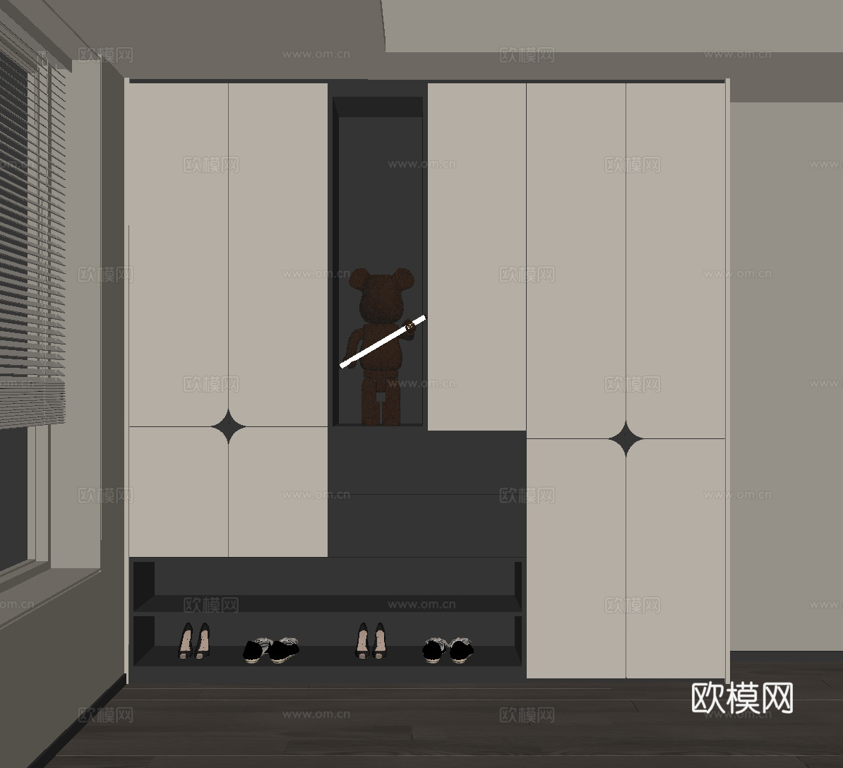 现代意式鞋柜 入户鞋柜su模型