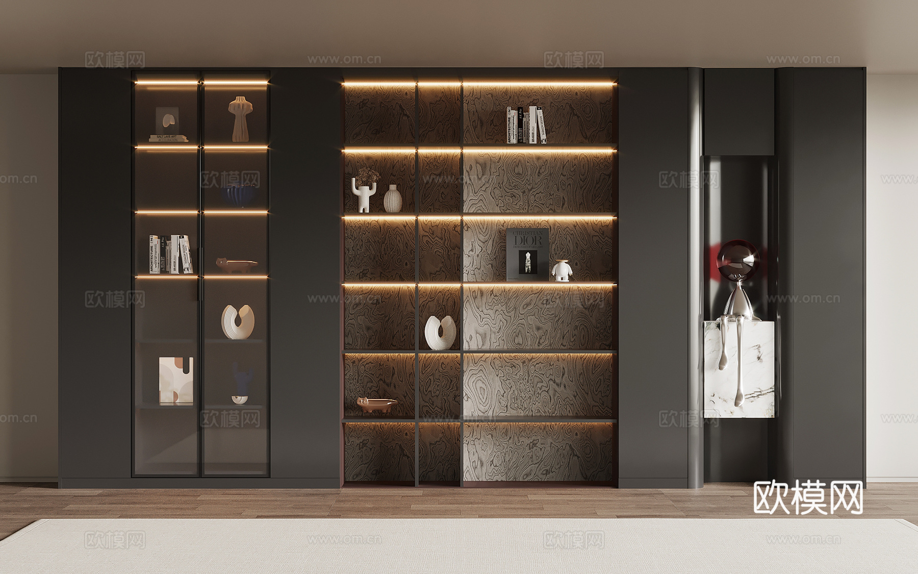 现代简约书柜su模型