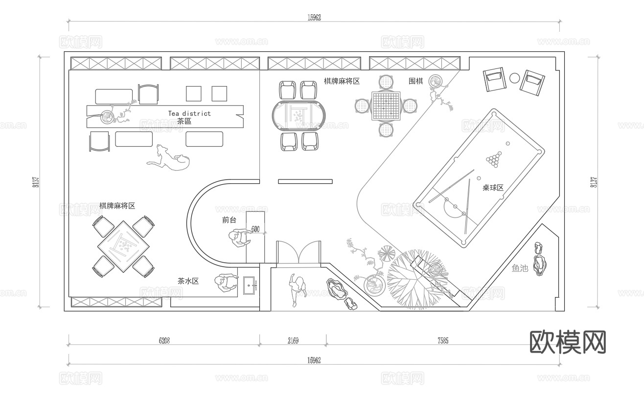 棋牌娱乐会所   最新平面施工图合集cad施工图