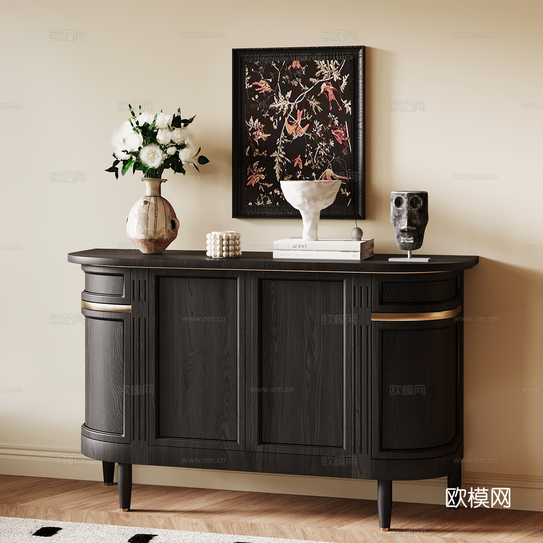 法式复古玄关柜 端景柜 边柜su模型