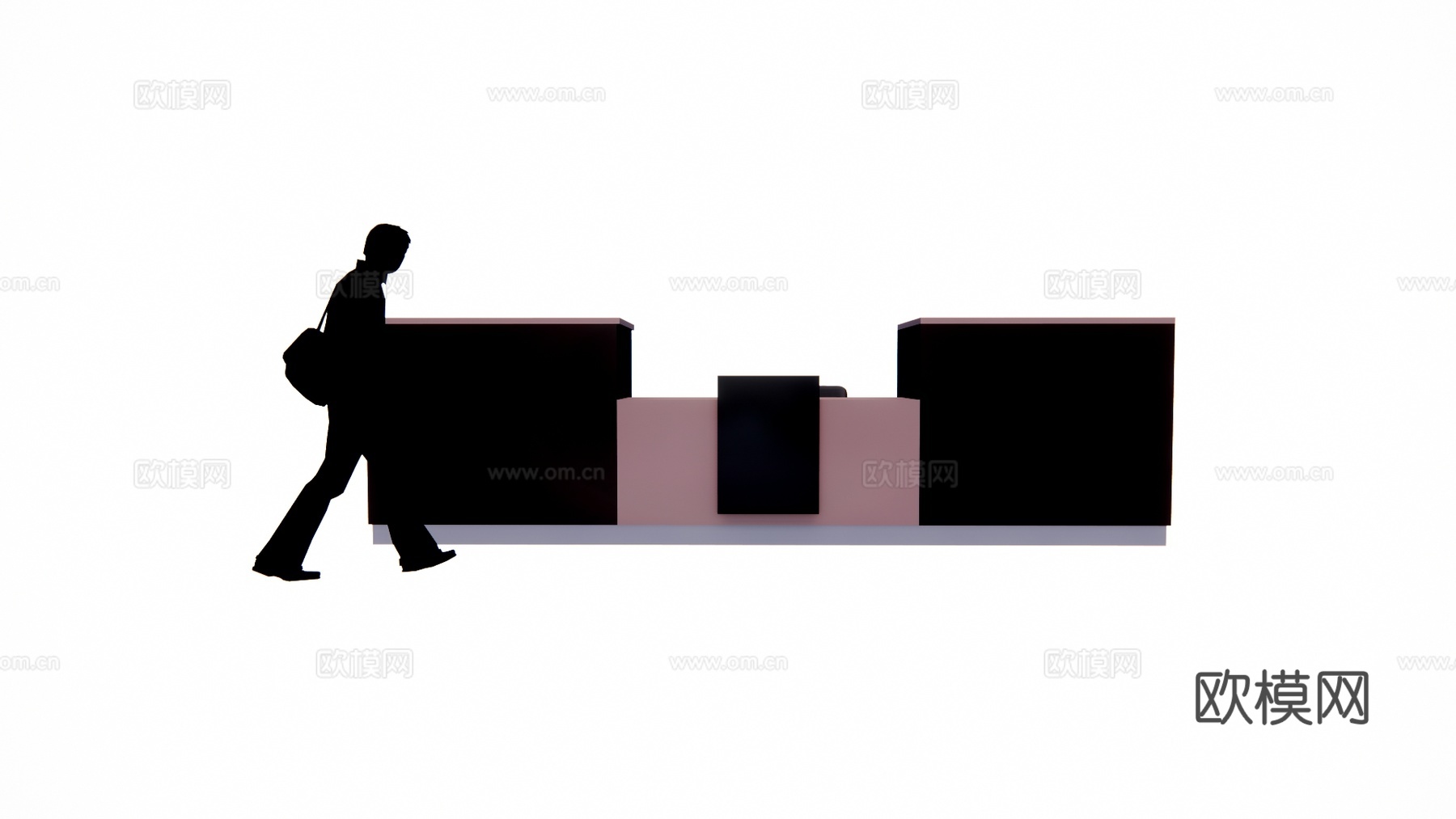 办公室 电脑 工位 大厅 办公su模型